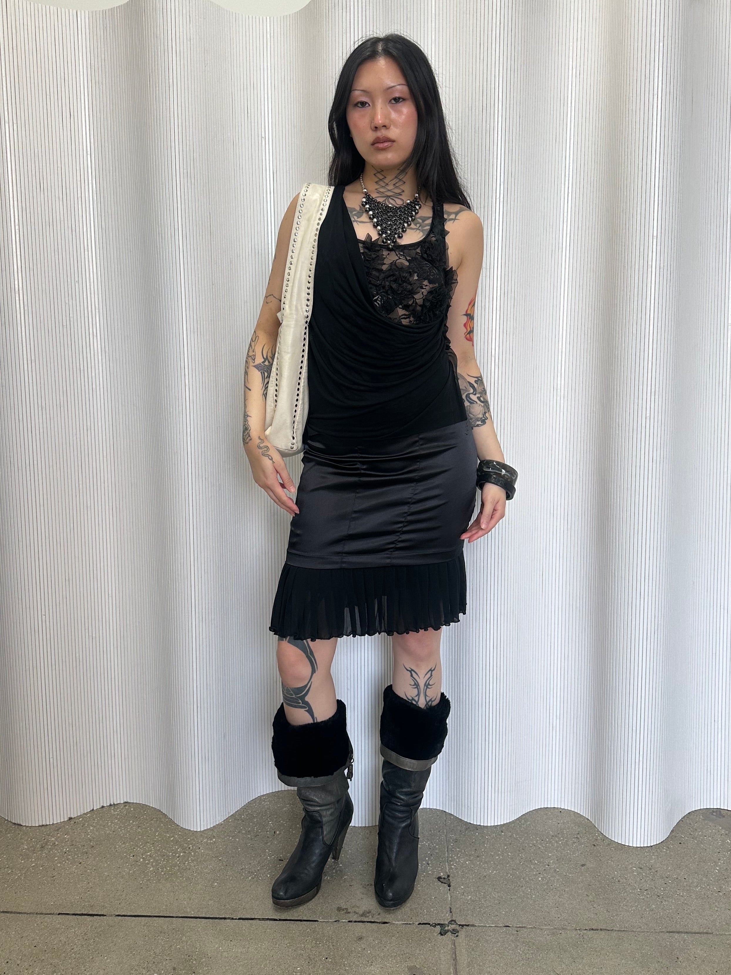 cristinaeffe lace and satin dress made in italy