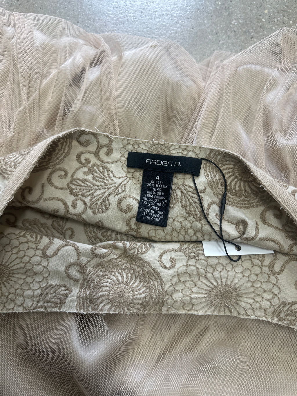 vintage silk + tulle midi skirt with sequin detail