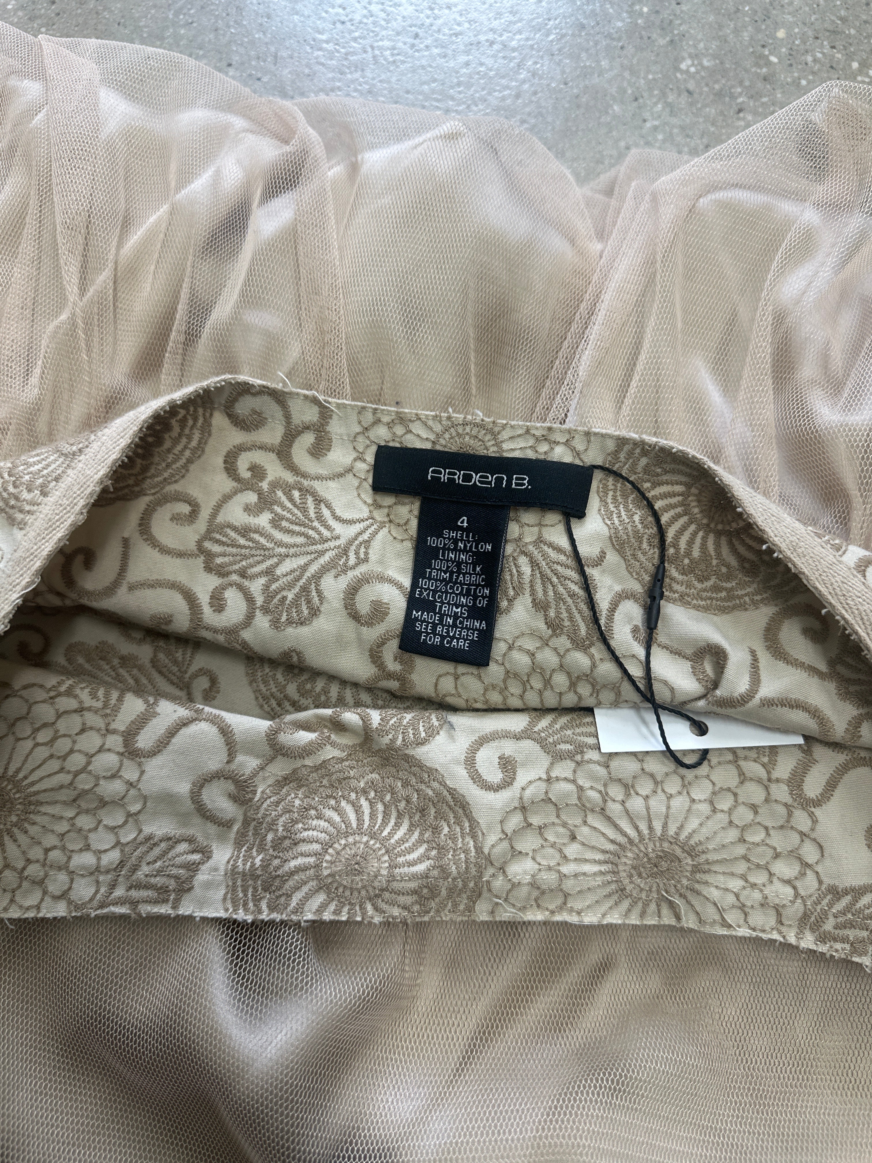 vintage silk + tulle midi skirt with sequin detail