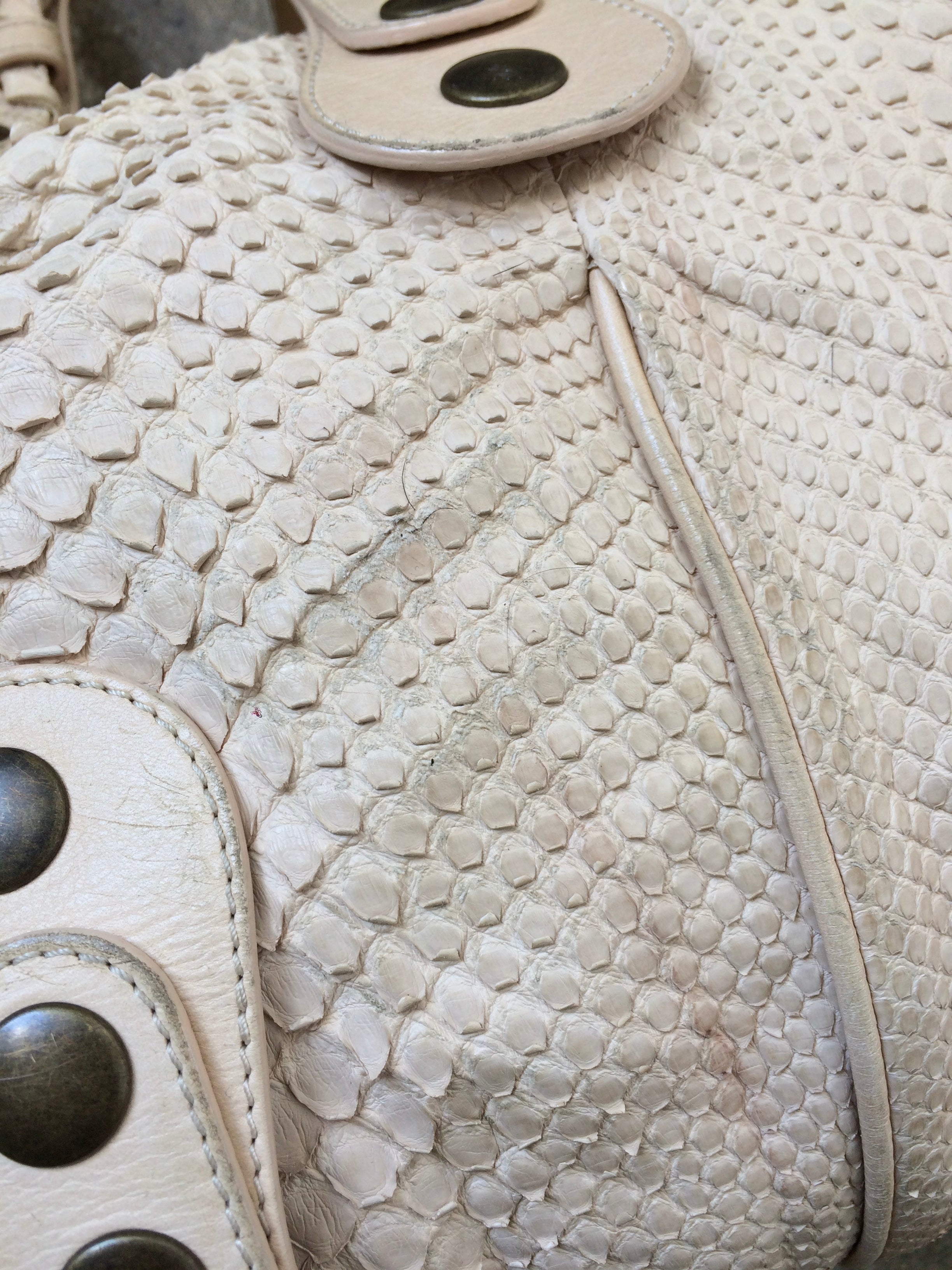 vintage python leather chloe silverado in light beige