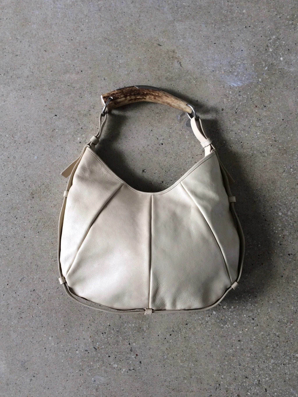 ysl cream leather mombasa with deer horn handle