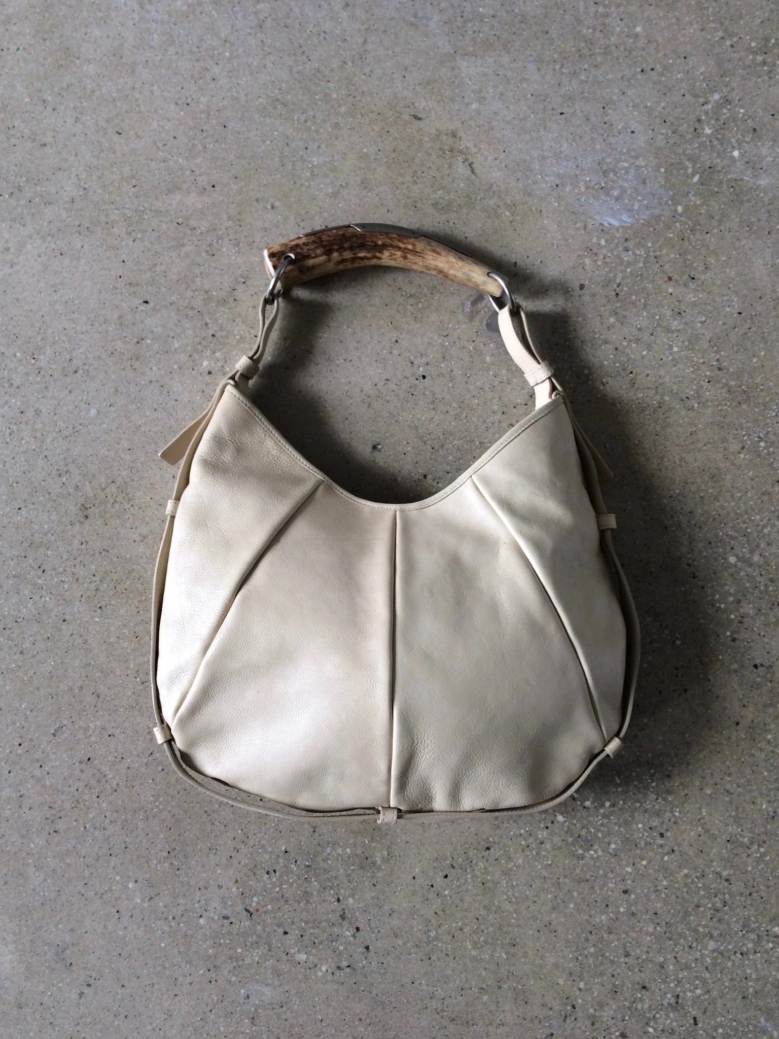 ysl cream leather mombasa with deer horn handle