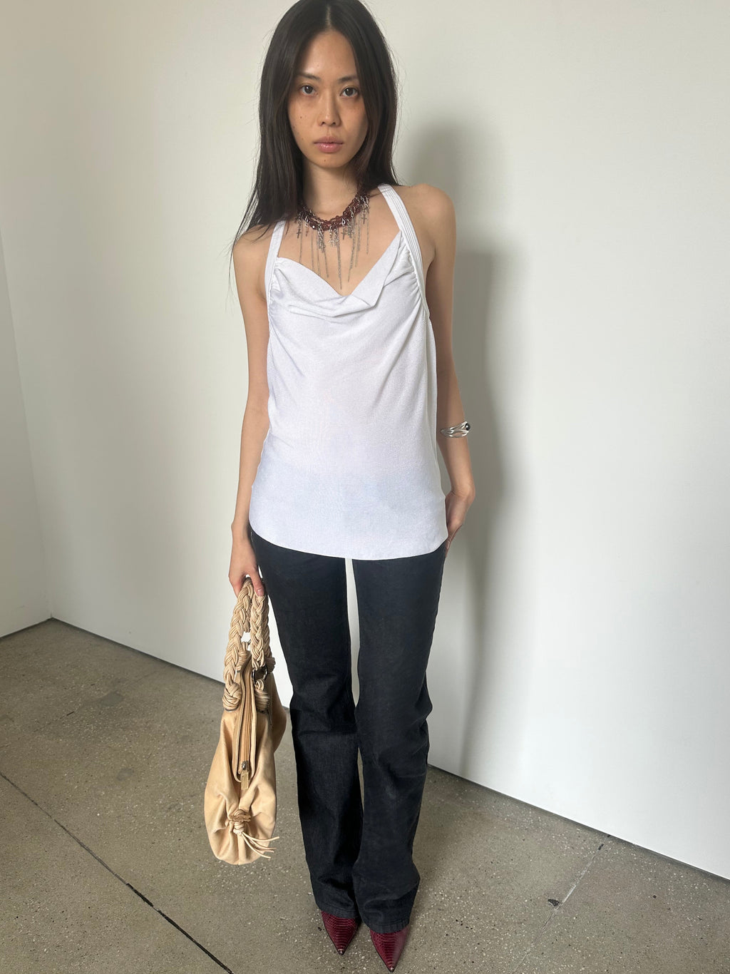 nwt vintage bebe cowl neck racerback top