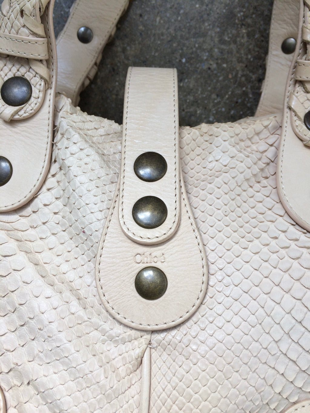 vintage python leather chloe silverado in light beige
