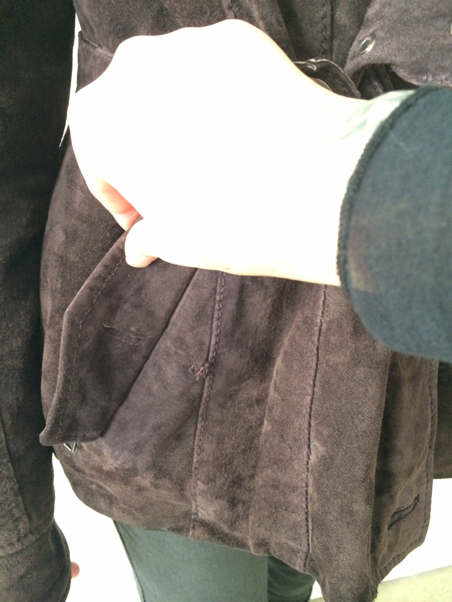 suede jacket with rabbit fur collar size m/l
