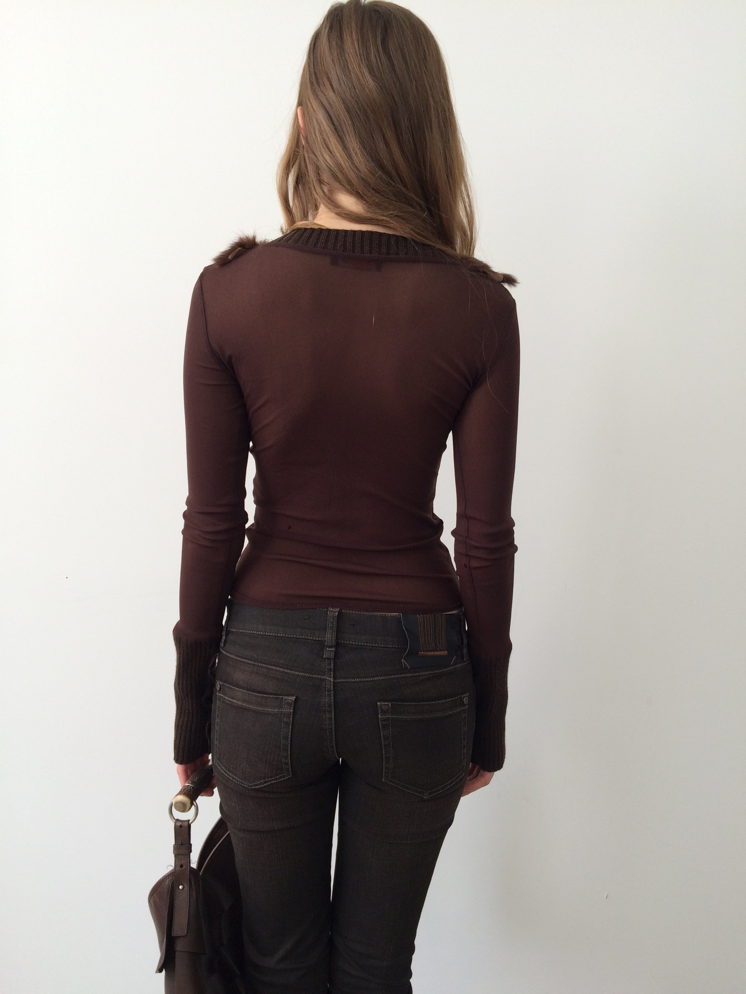 vintage rabbit fur brown top