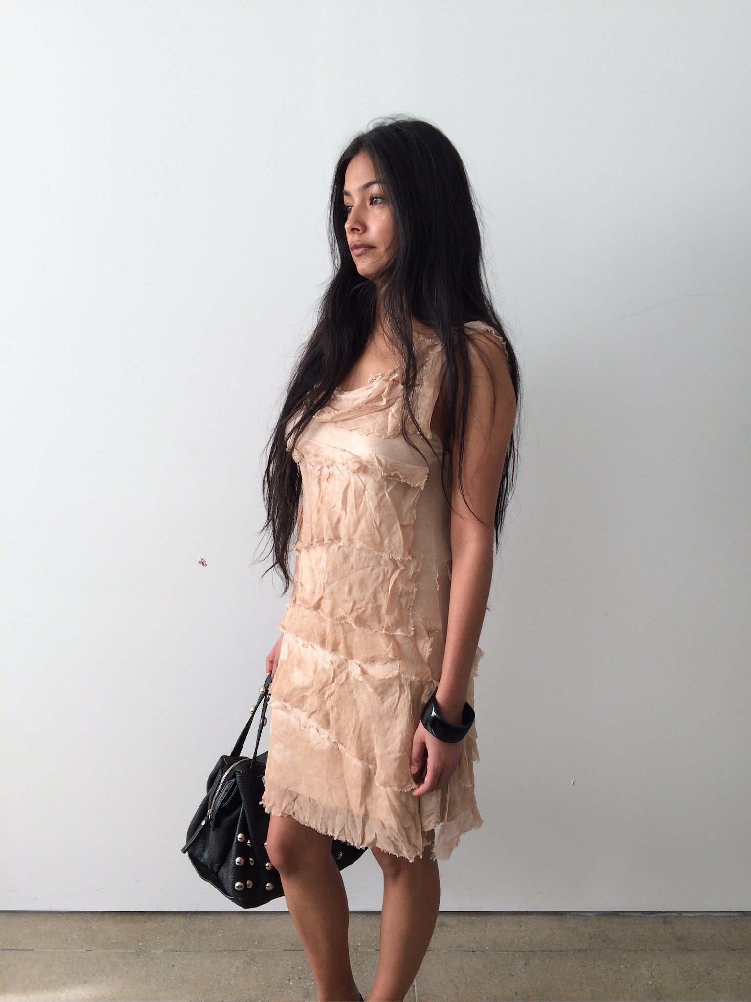 vintage silk layered italian pink dress