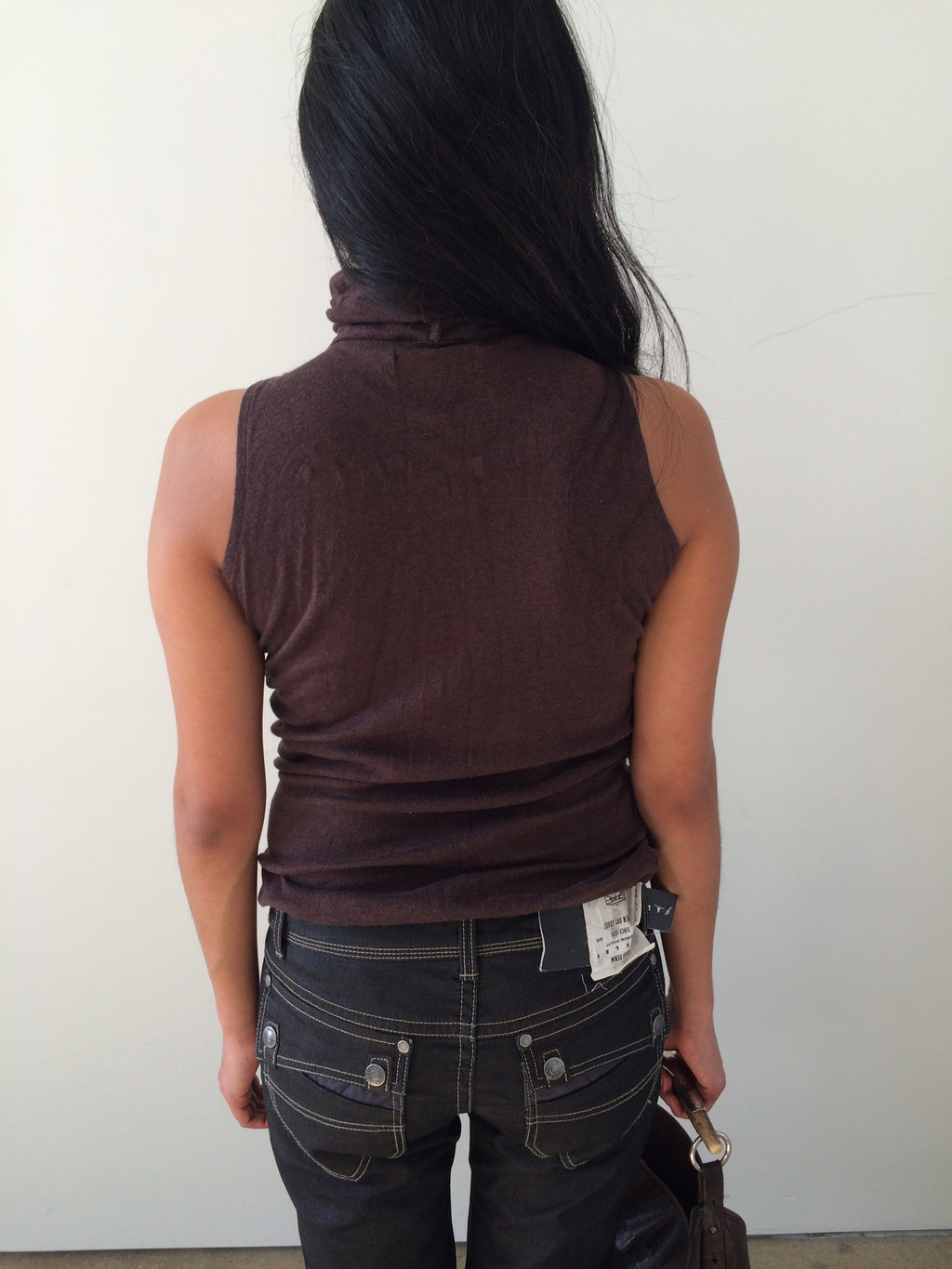 french mohair brown turtleneck top