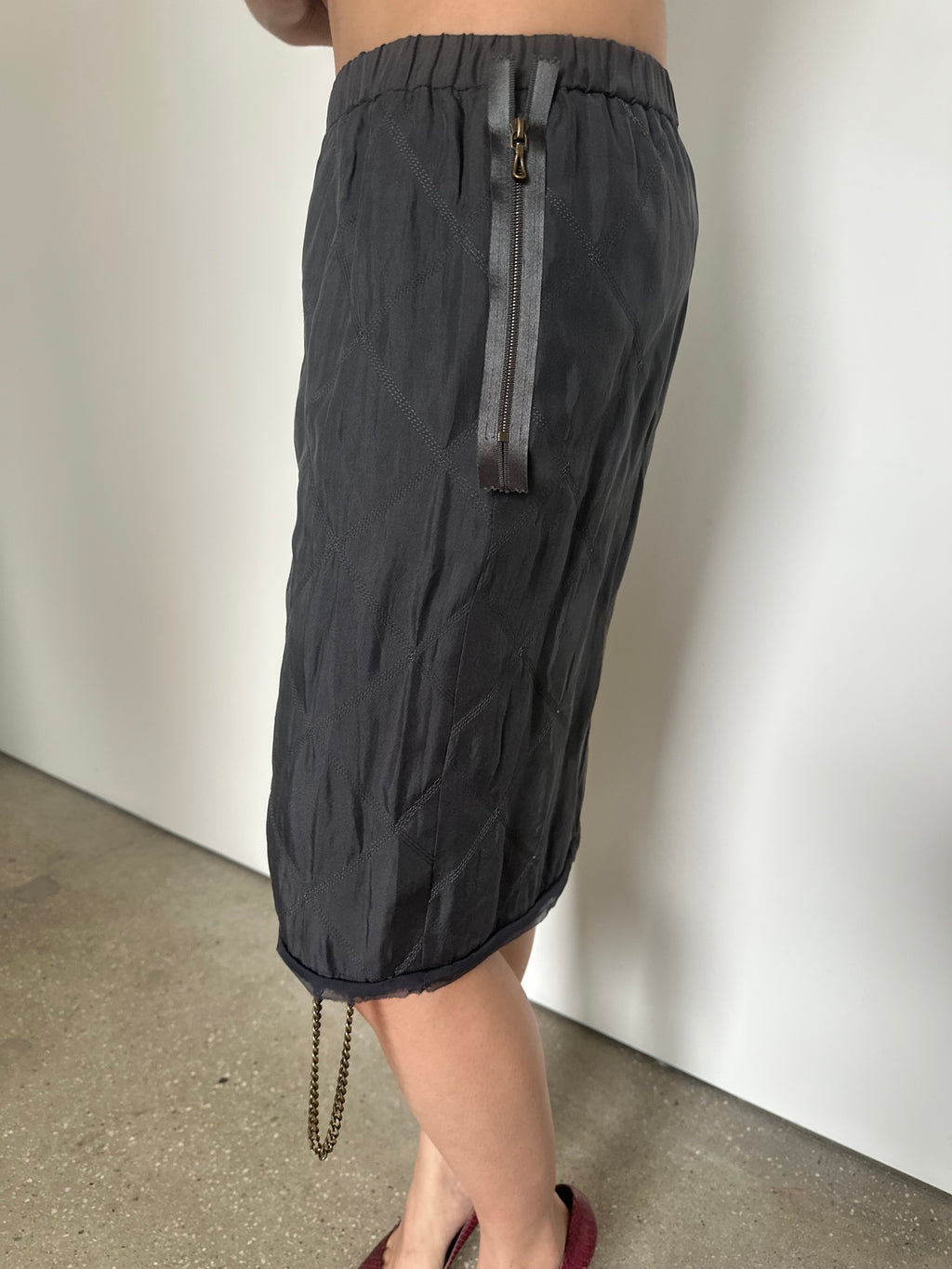 lanvin knee length skirt with chain detail