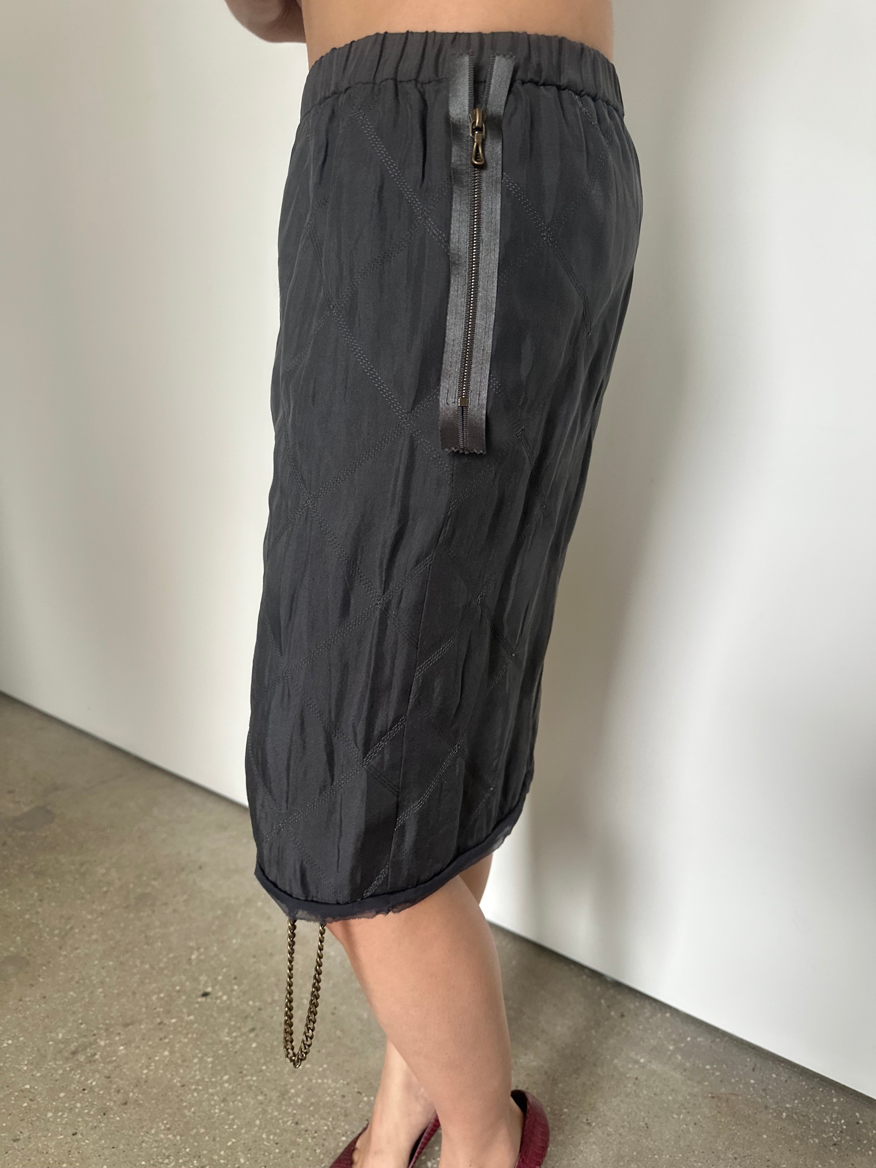 lanvin knee length skirt with chain detail