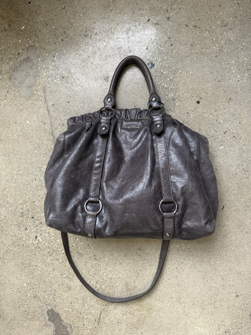 Miu Miu grey purple shoulder bag