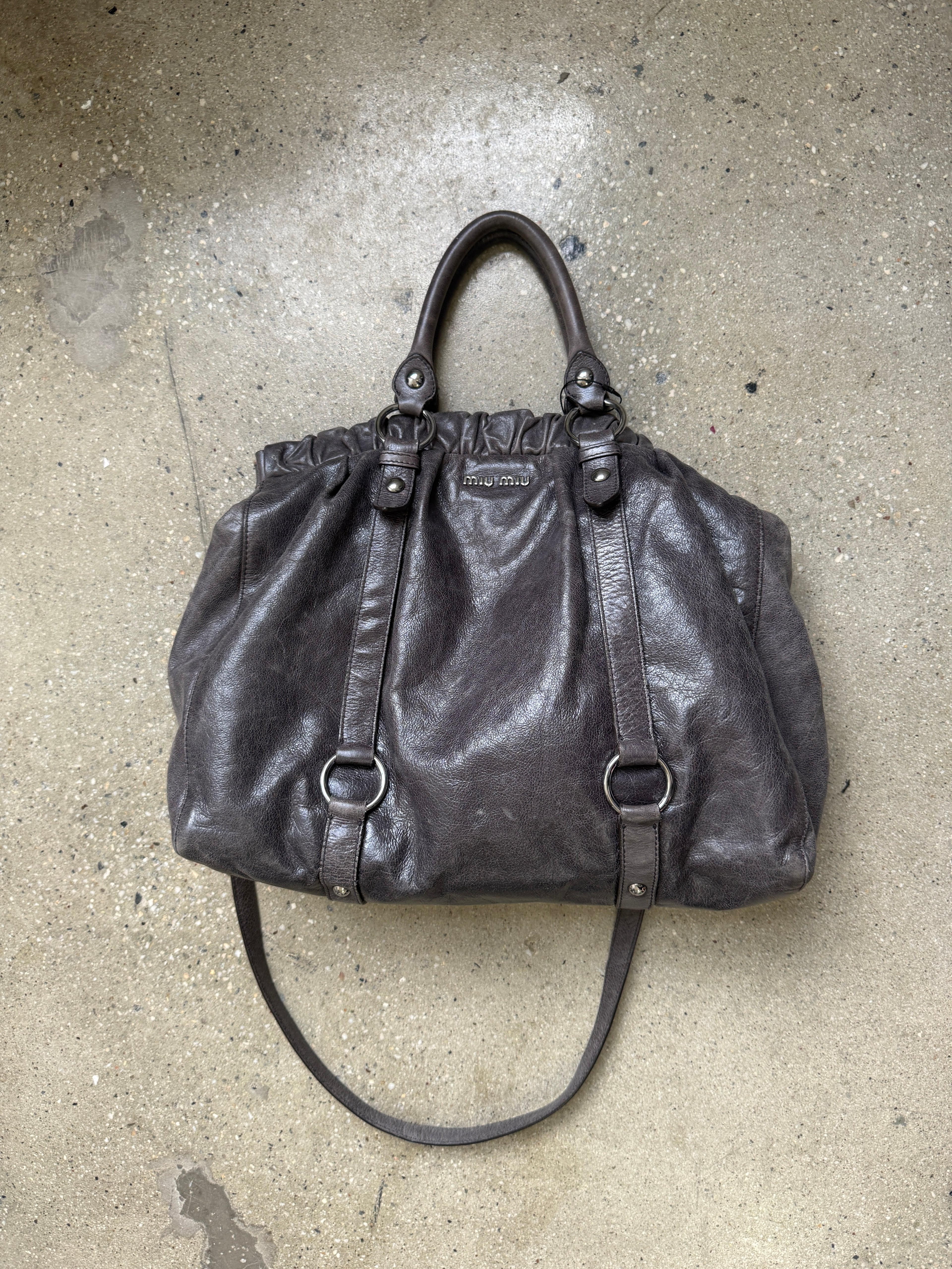 Miu Miu grey purple shoulder bag