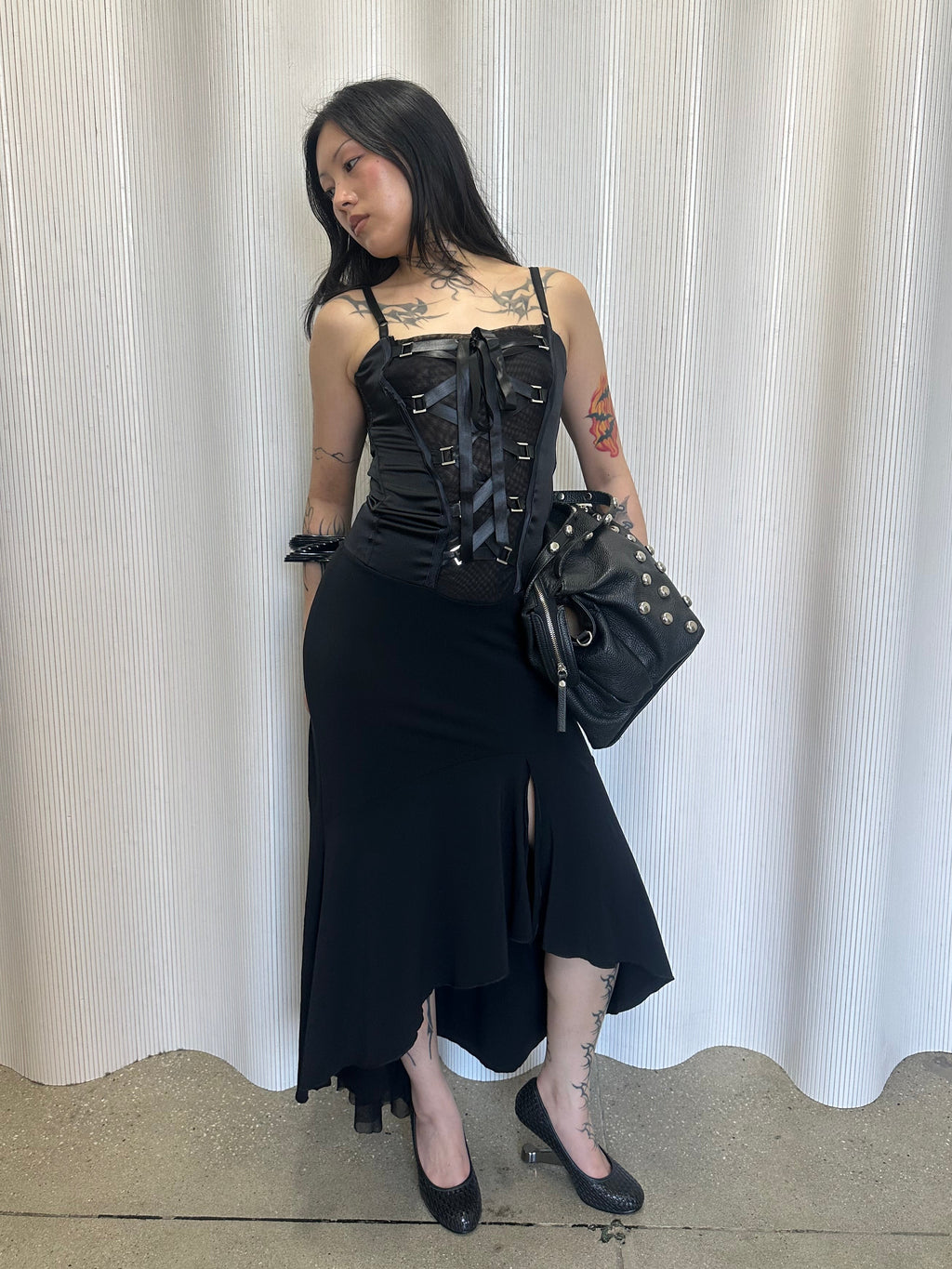 criss cross tie asymmetrical dress made in italy
