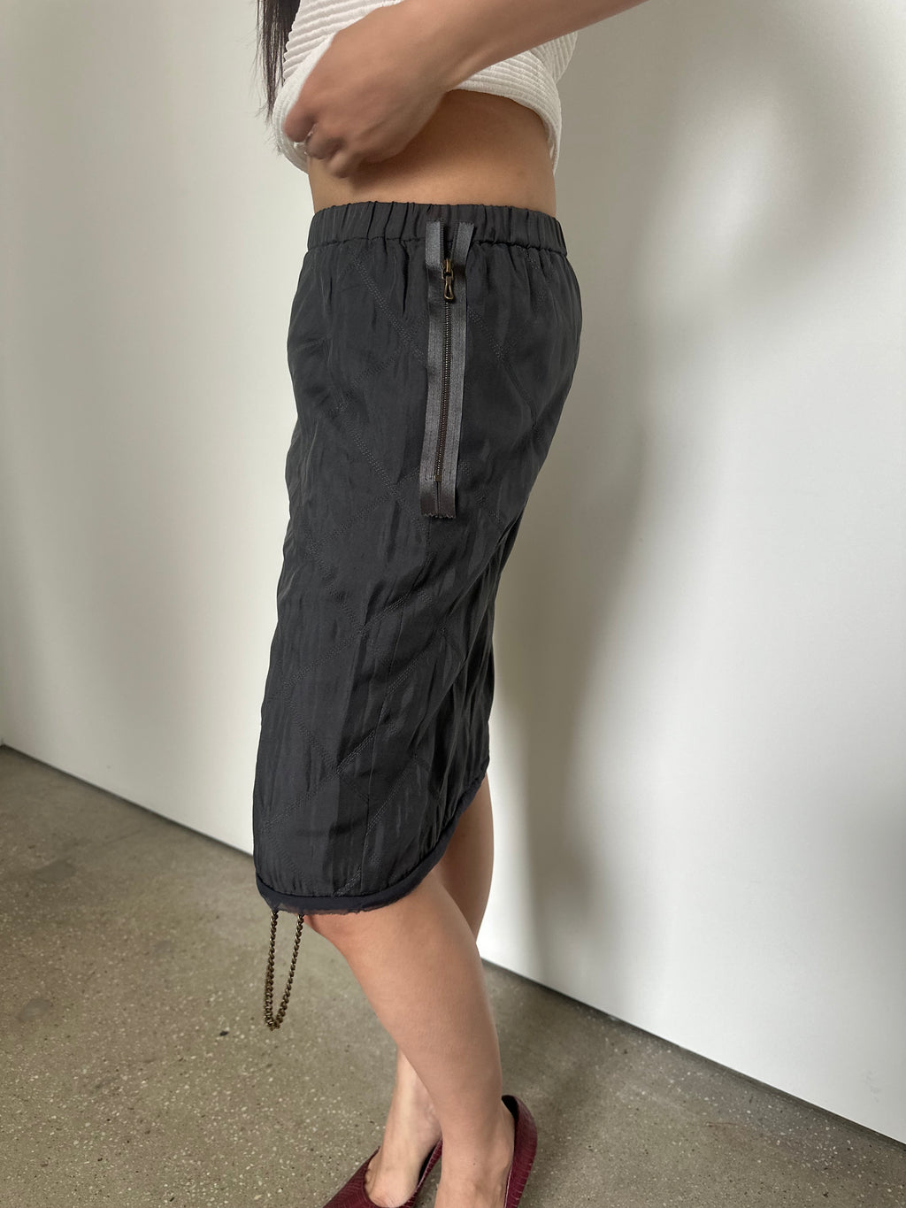 lanvin knee length skirt with chain detail