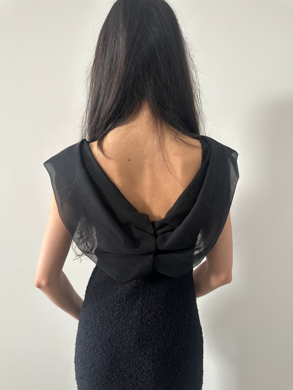 vintage off the shoulder backless dress made in france
