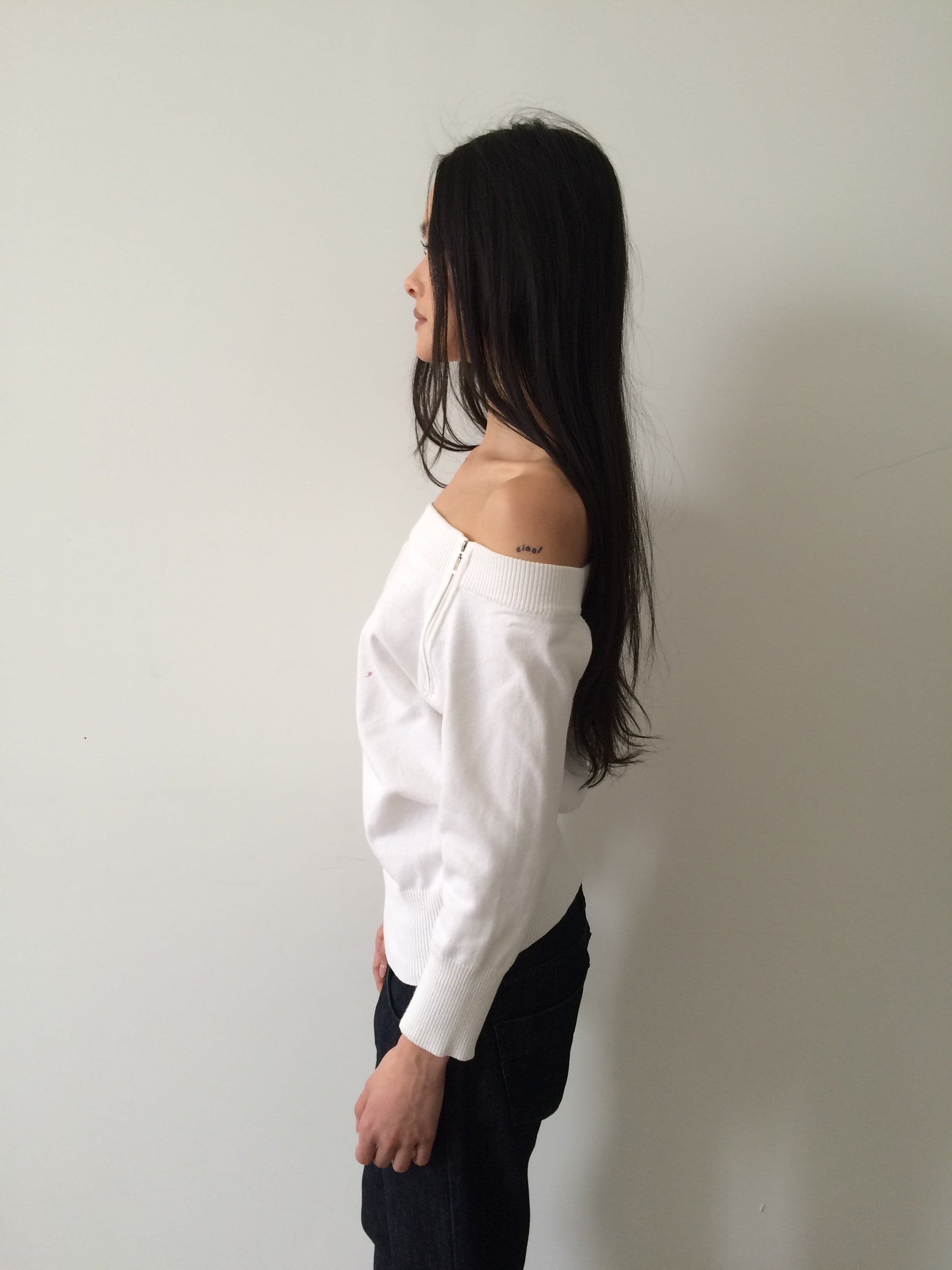 vintage white zippered sweater