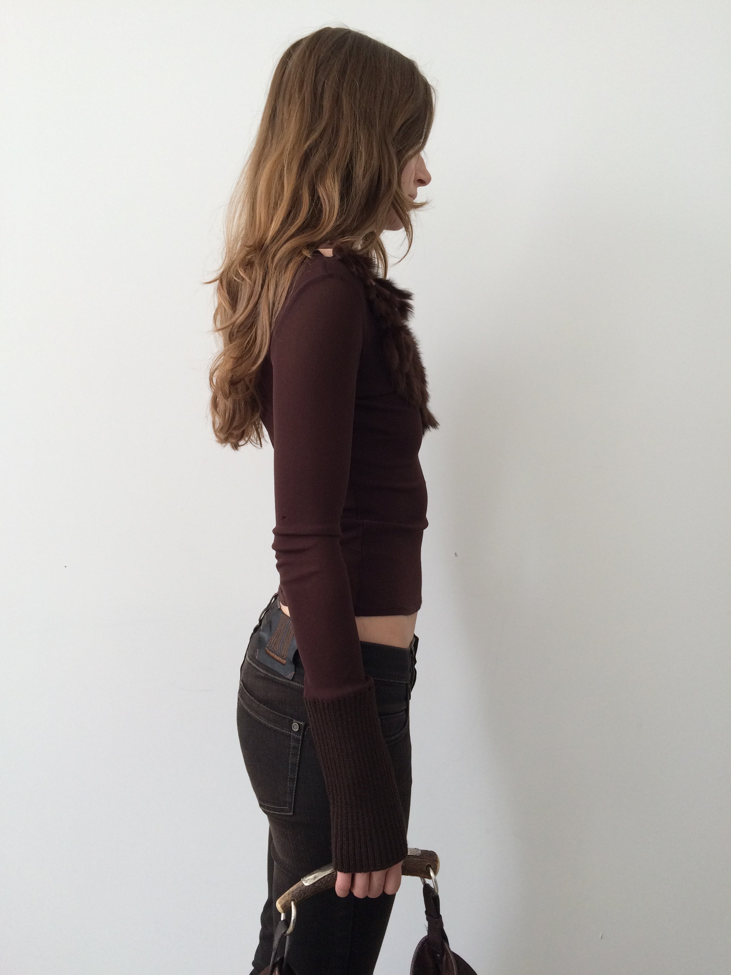 vintage rabbit fur brown top