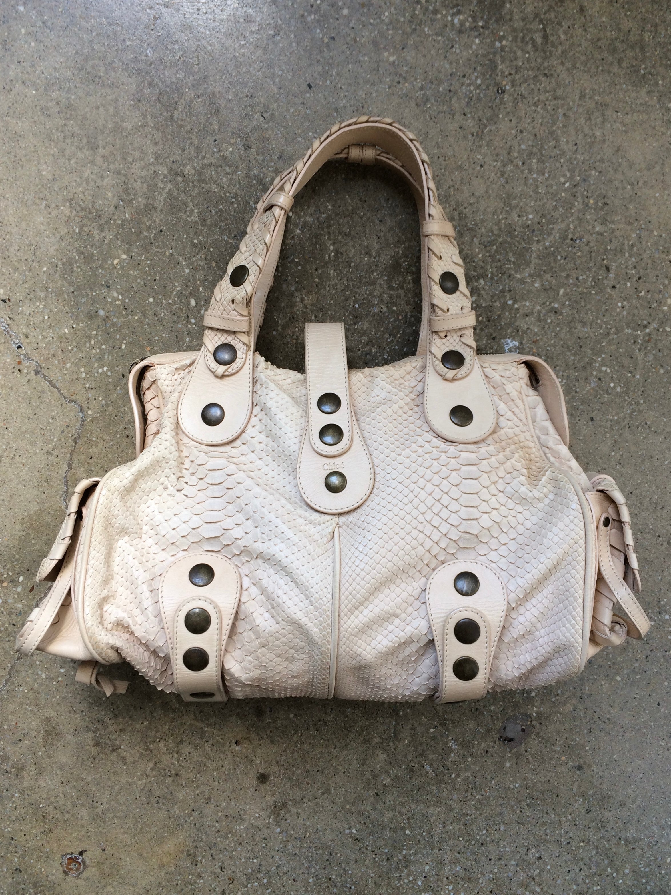 vintage python leather chloe silverado in light beige