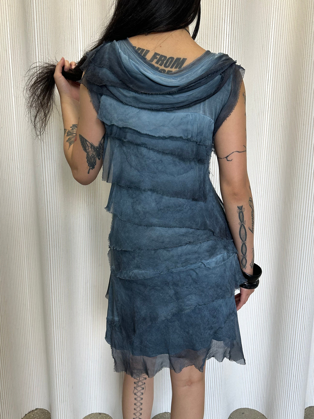 vintage italian 100% silk tiered dress