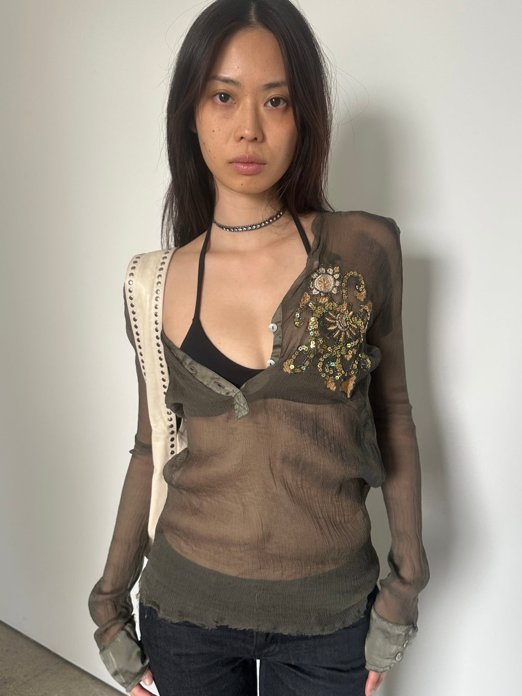 vintage italian brand silk long sleeve