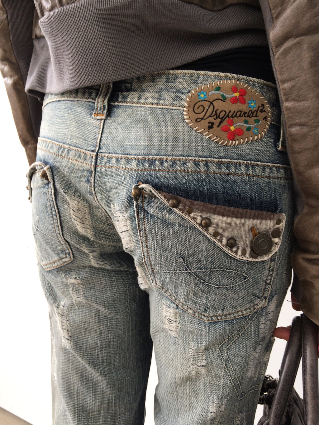 dsquared distressed light wash jeans