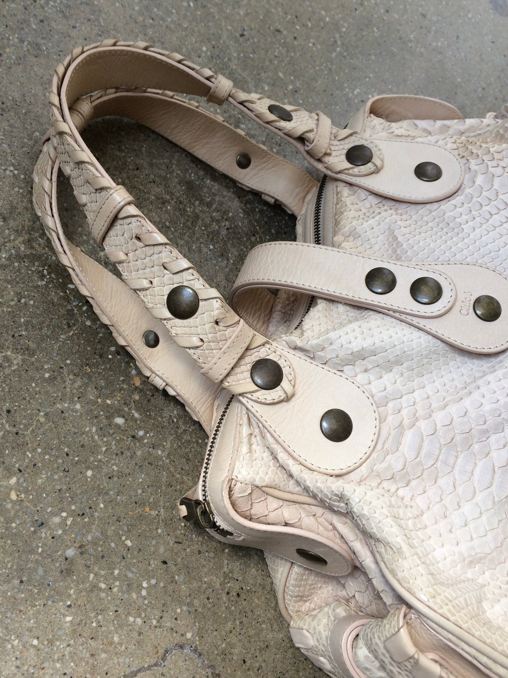 vintage python leather chloe silverado in light beige