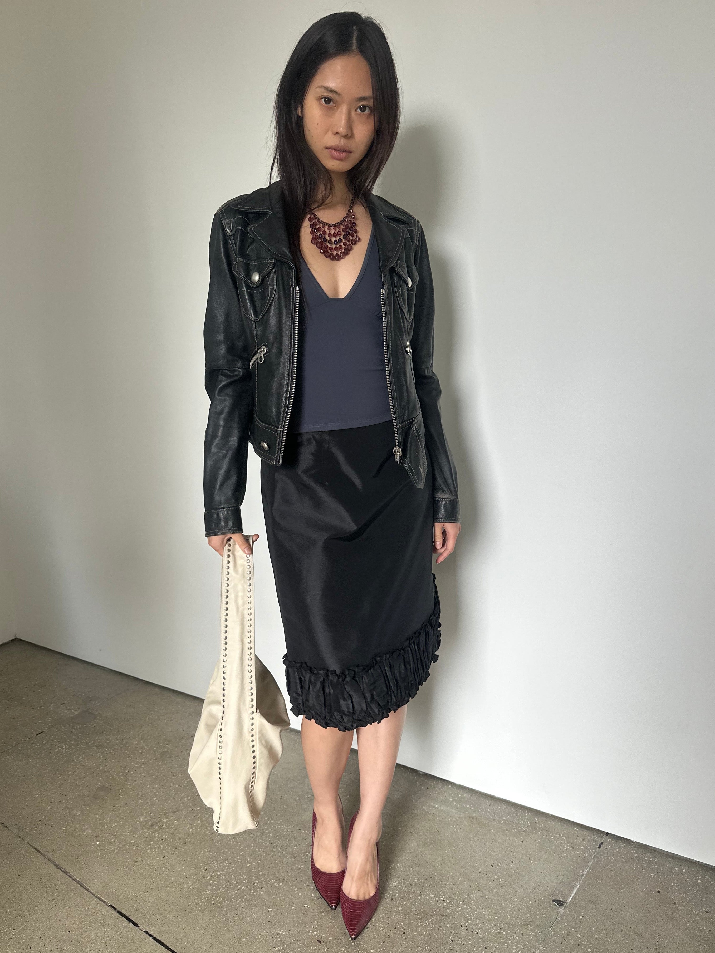 vintage taffeta knee length skirt