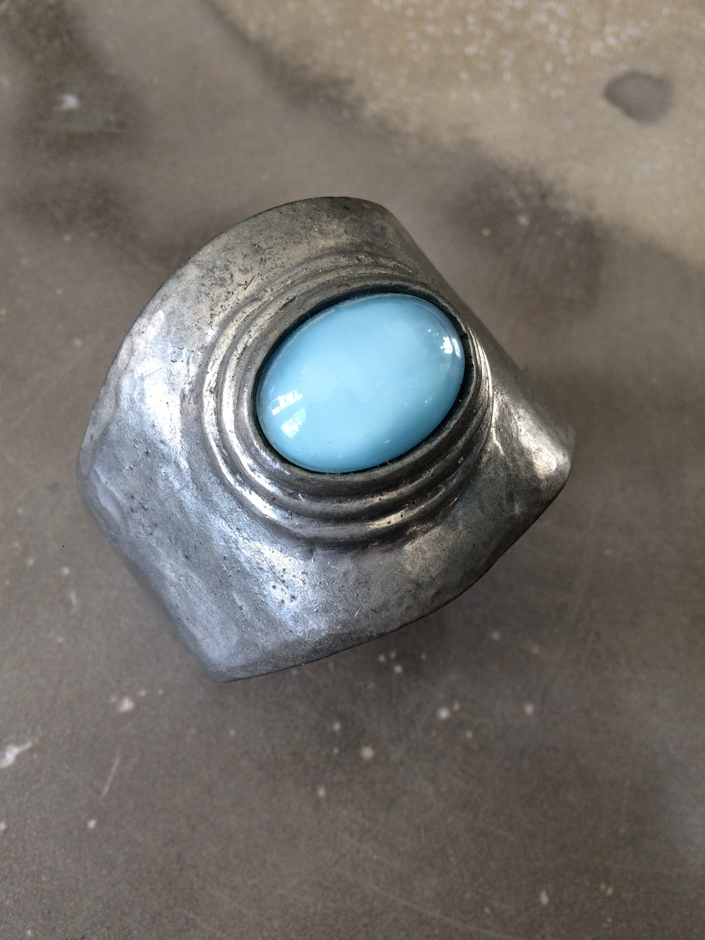 vintage sterling silver plated cuff with blue stone