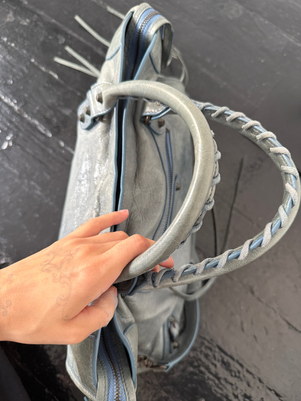 balenciaga robin’s egg blue city bag