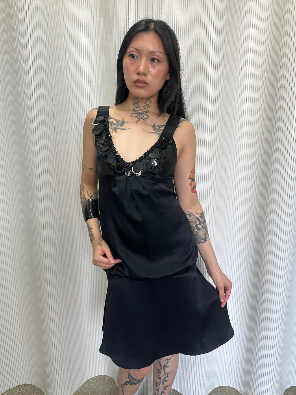 silk drop waist dress made in italy