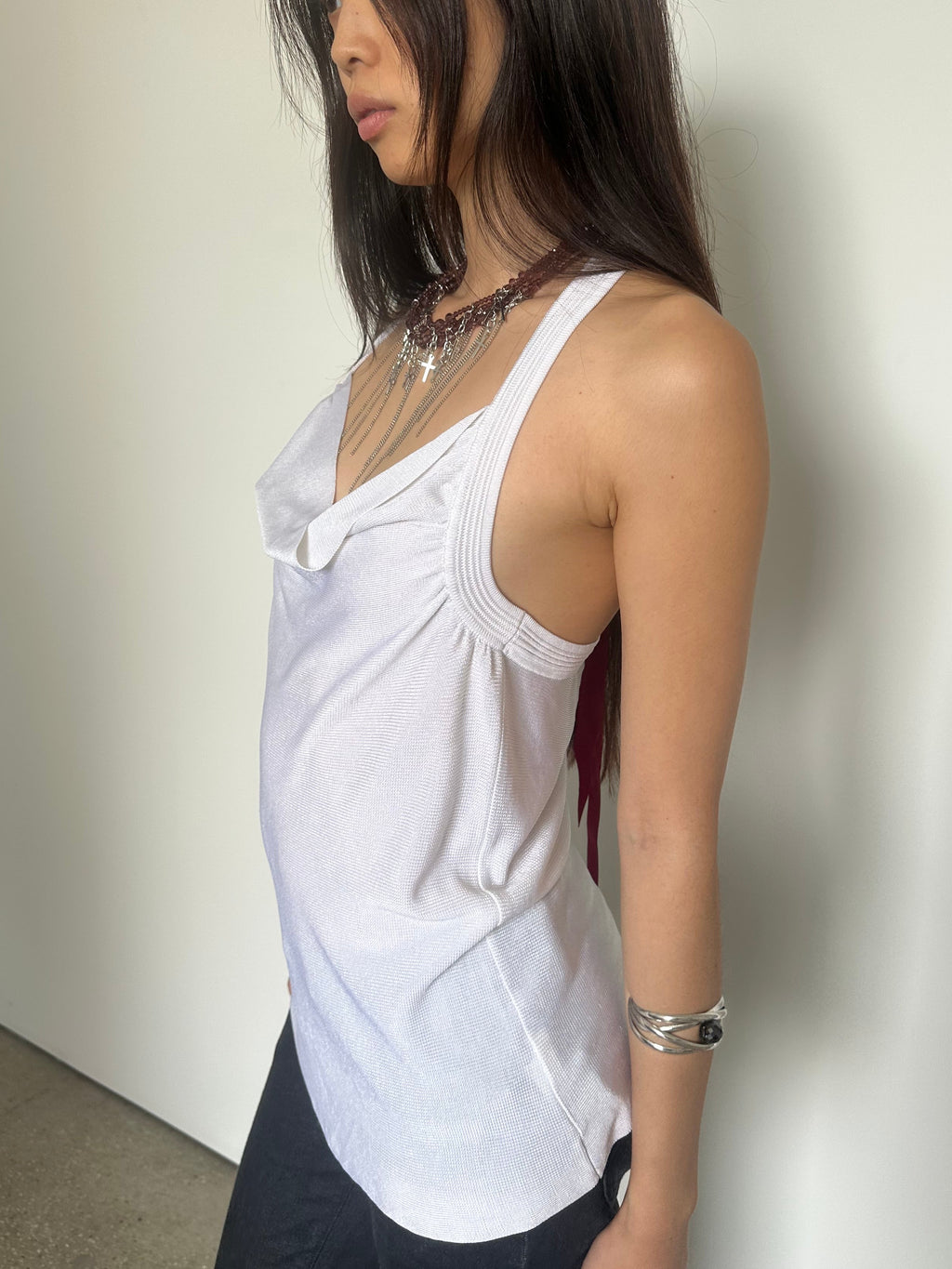 nwt vintage bebe cowl neck racerback top