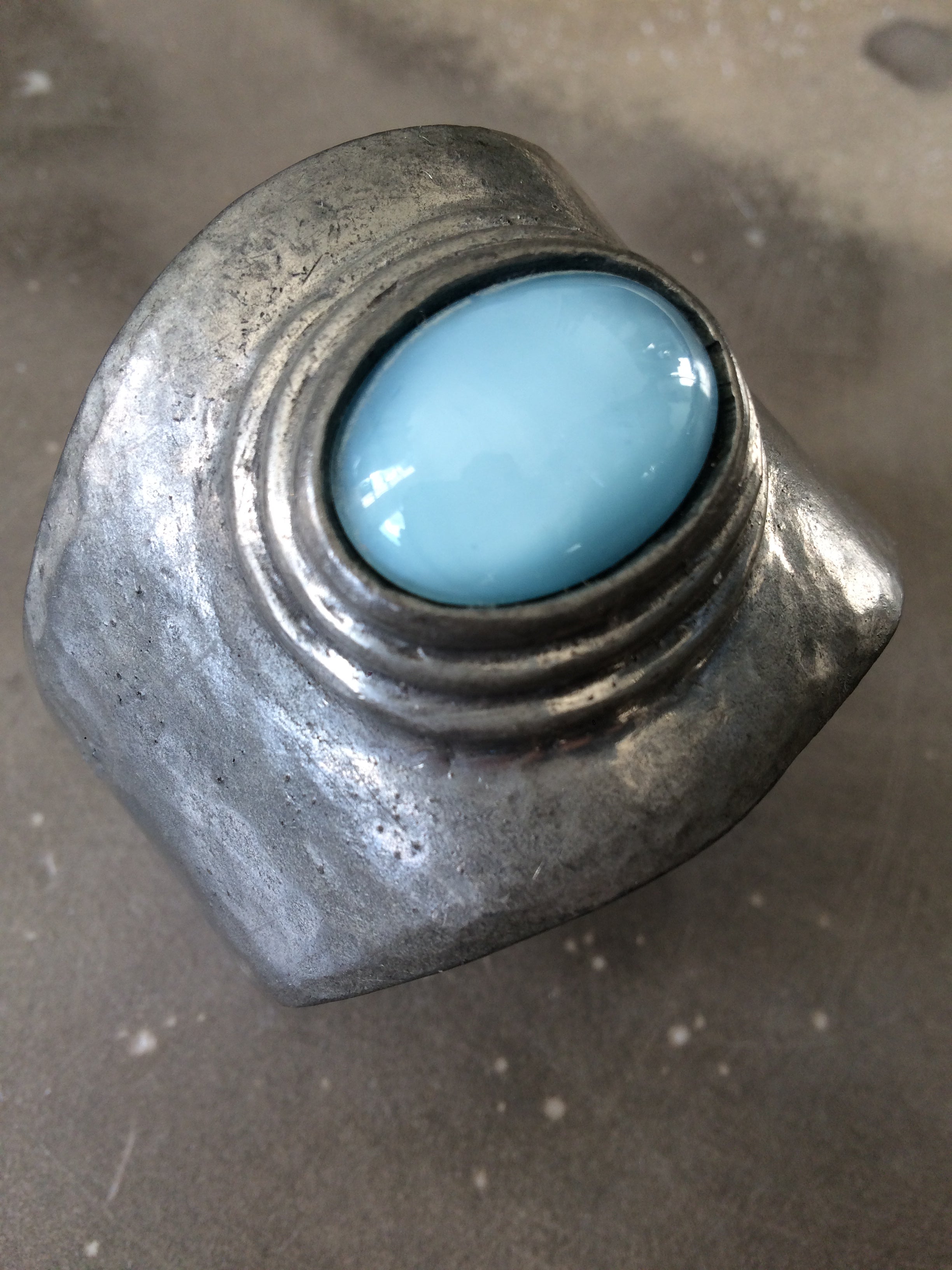 vintage sterling silver plated cuff with blue stone