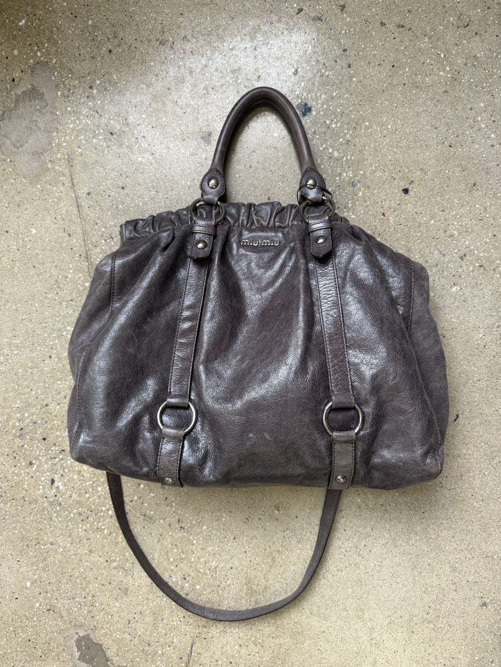 Miu Miu grey purple shoulder bag
