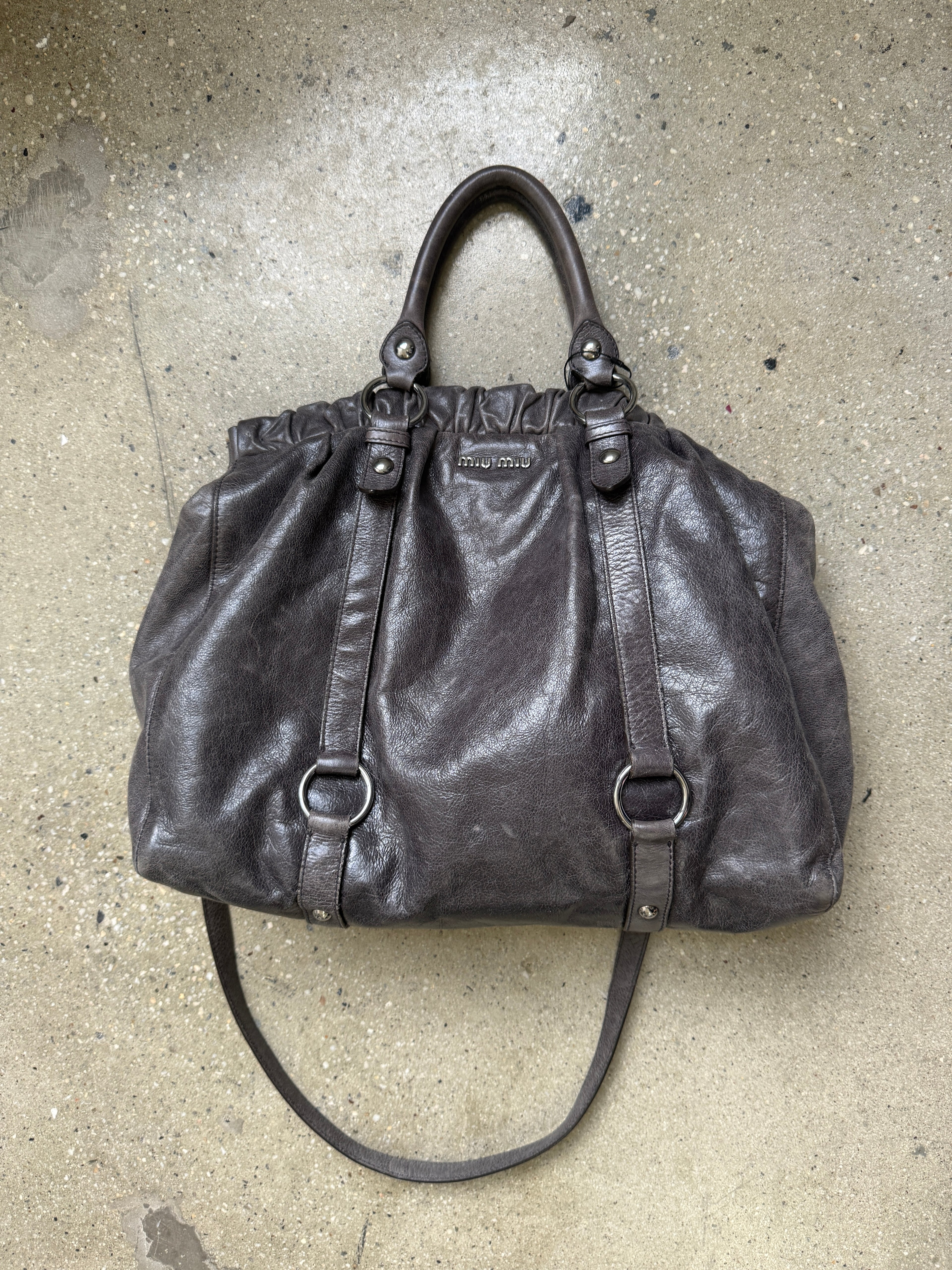 Miu Miu grey purple shoulder bag