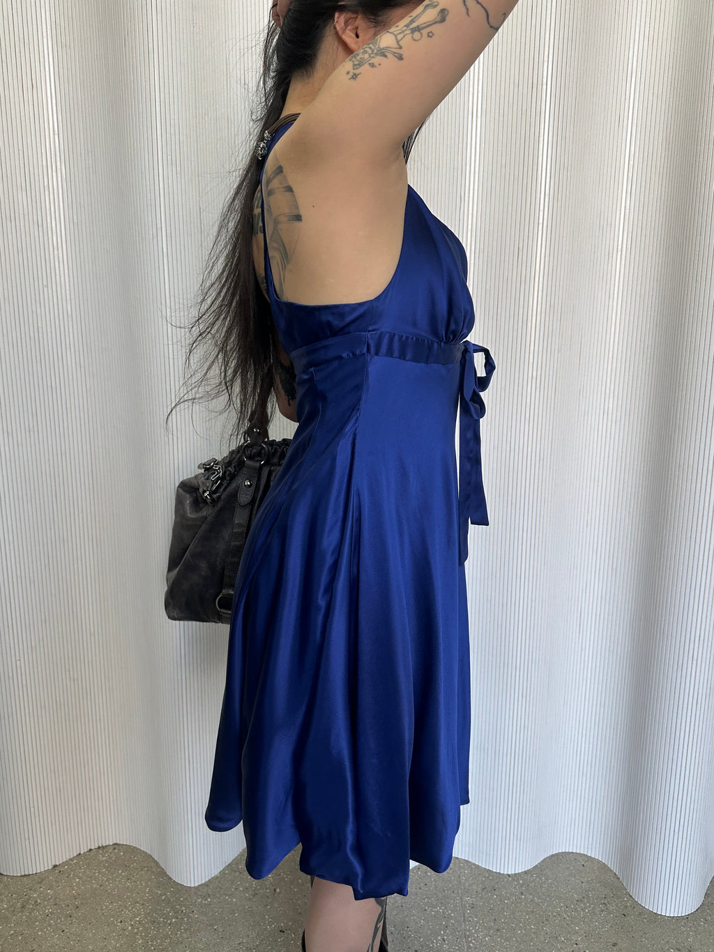 nolita cerulean silk dress made in italy