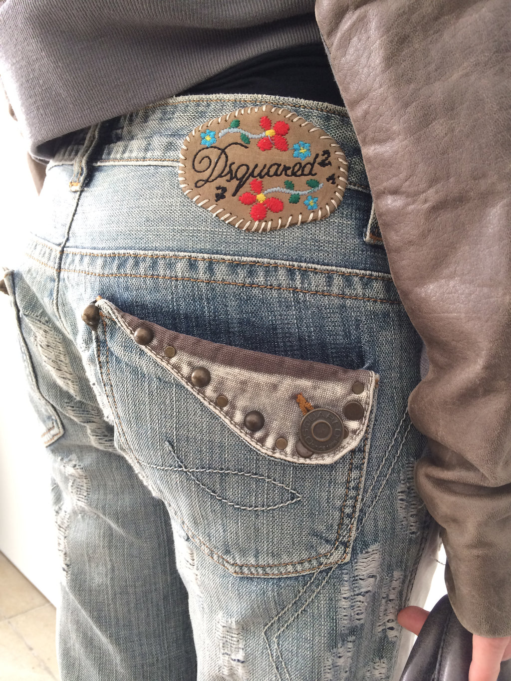 dsquared distressed light wash jeans
