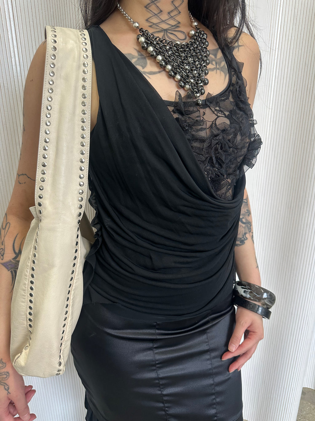 cristinaeffe lace and satin dress made in italy