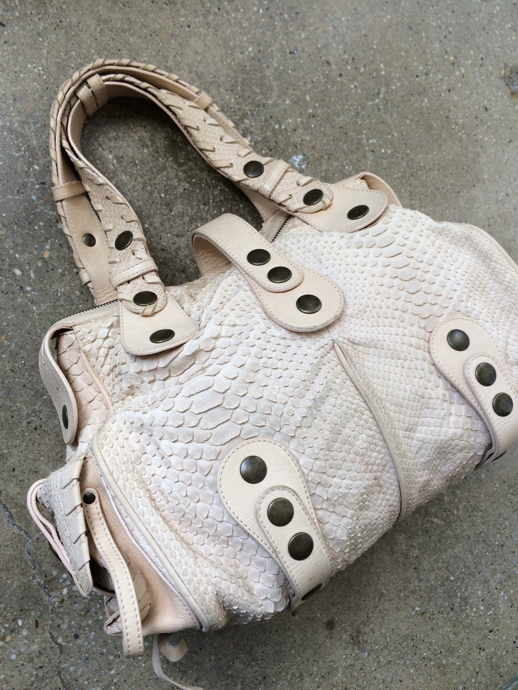 vintage python leather chloe silverado in light beige