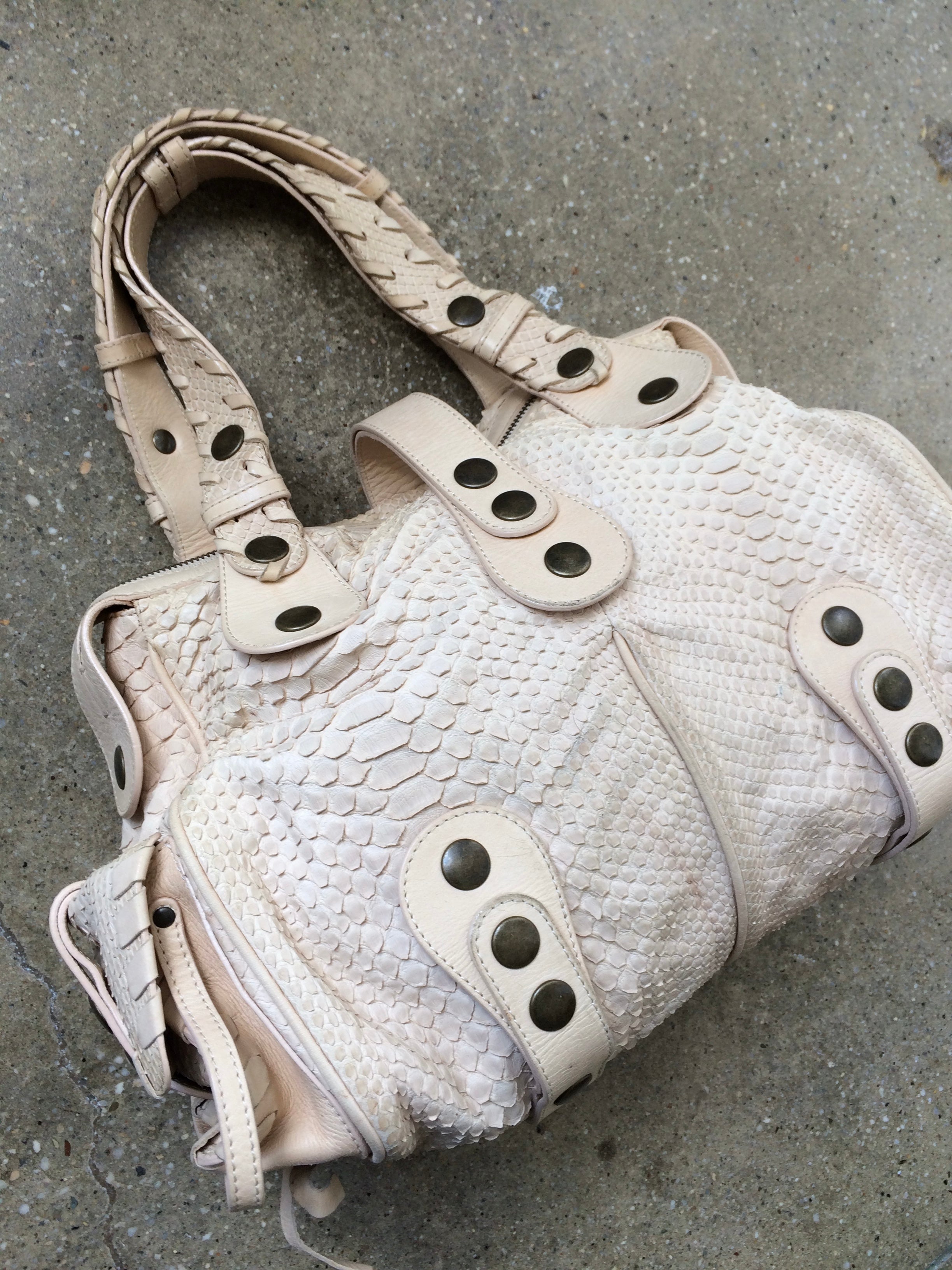 vintage python leather chloe silverado in light beige