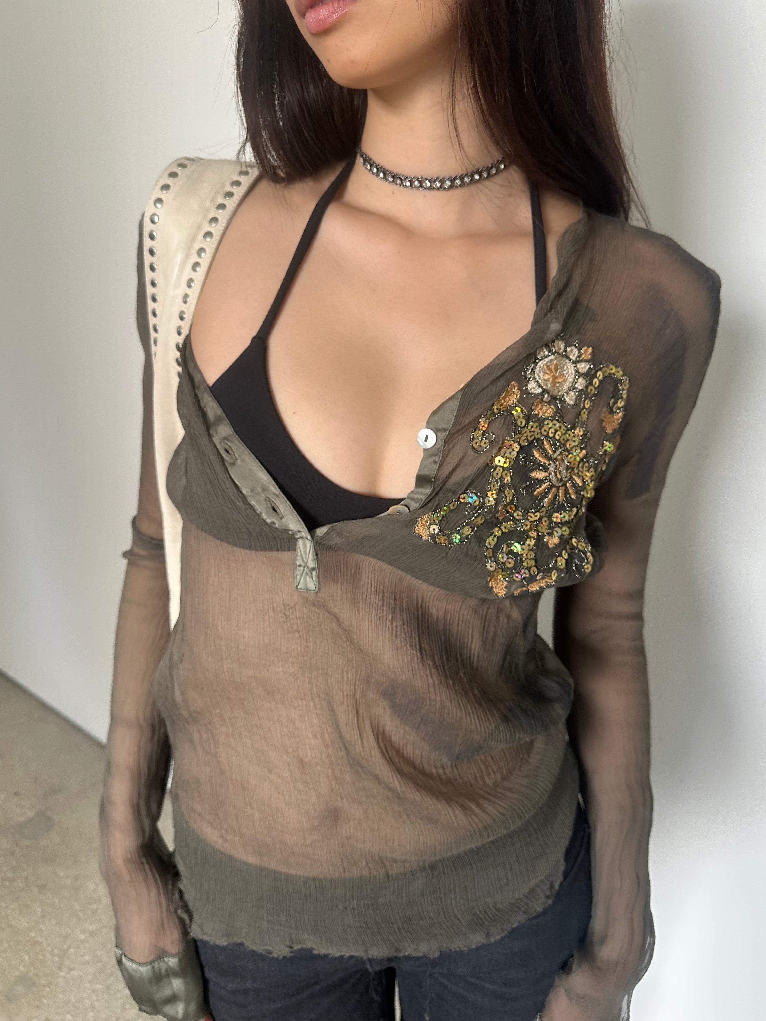 vintage italian brand silk long sleeve