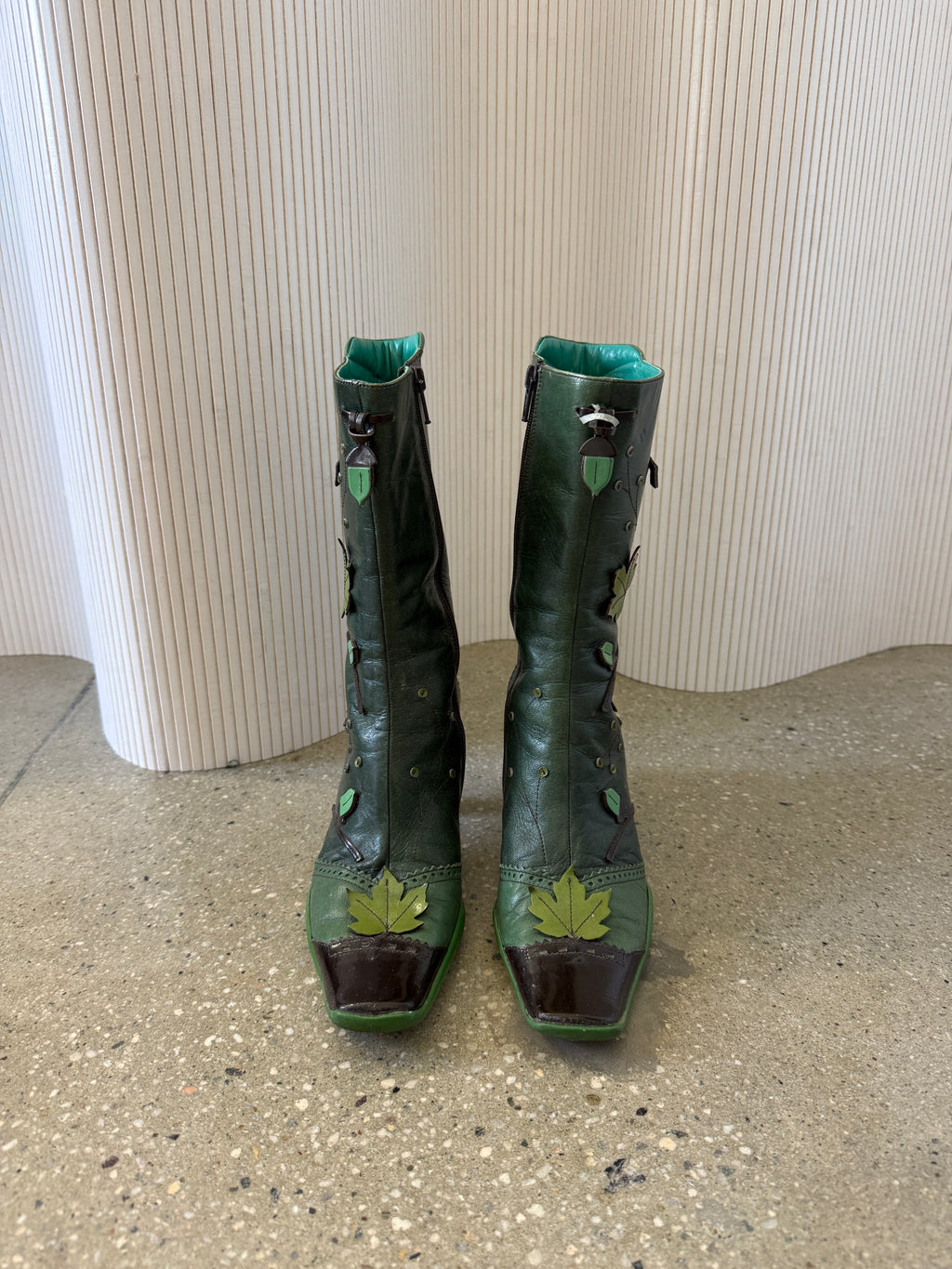 Prada f/w 1999 green leaf boots 36.5