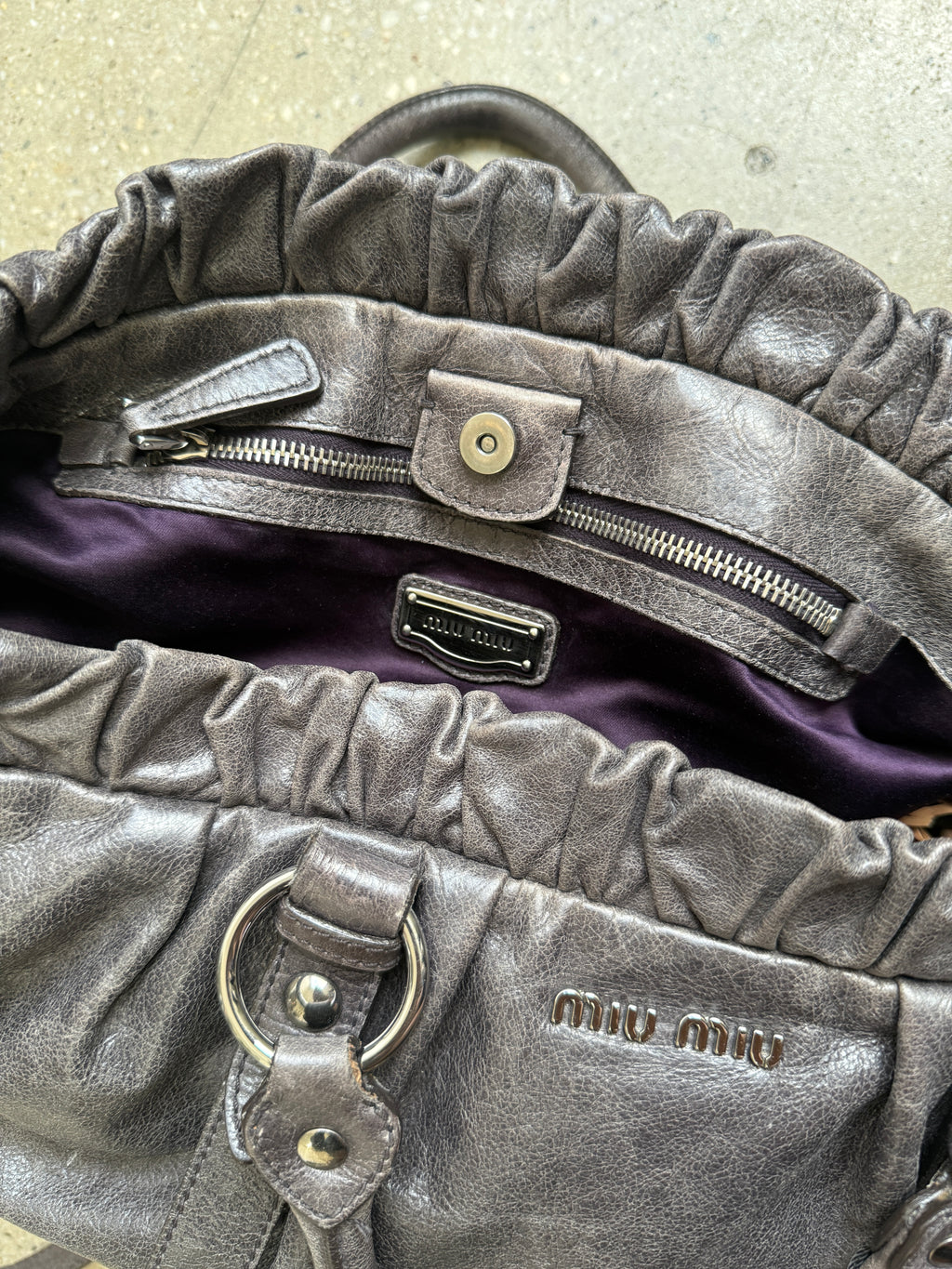 Miu Miu grey purple shoulder bag