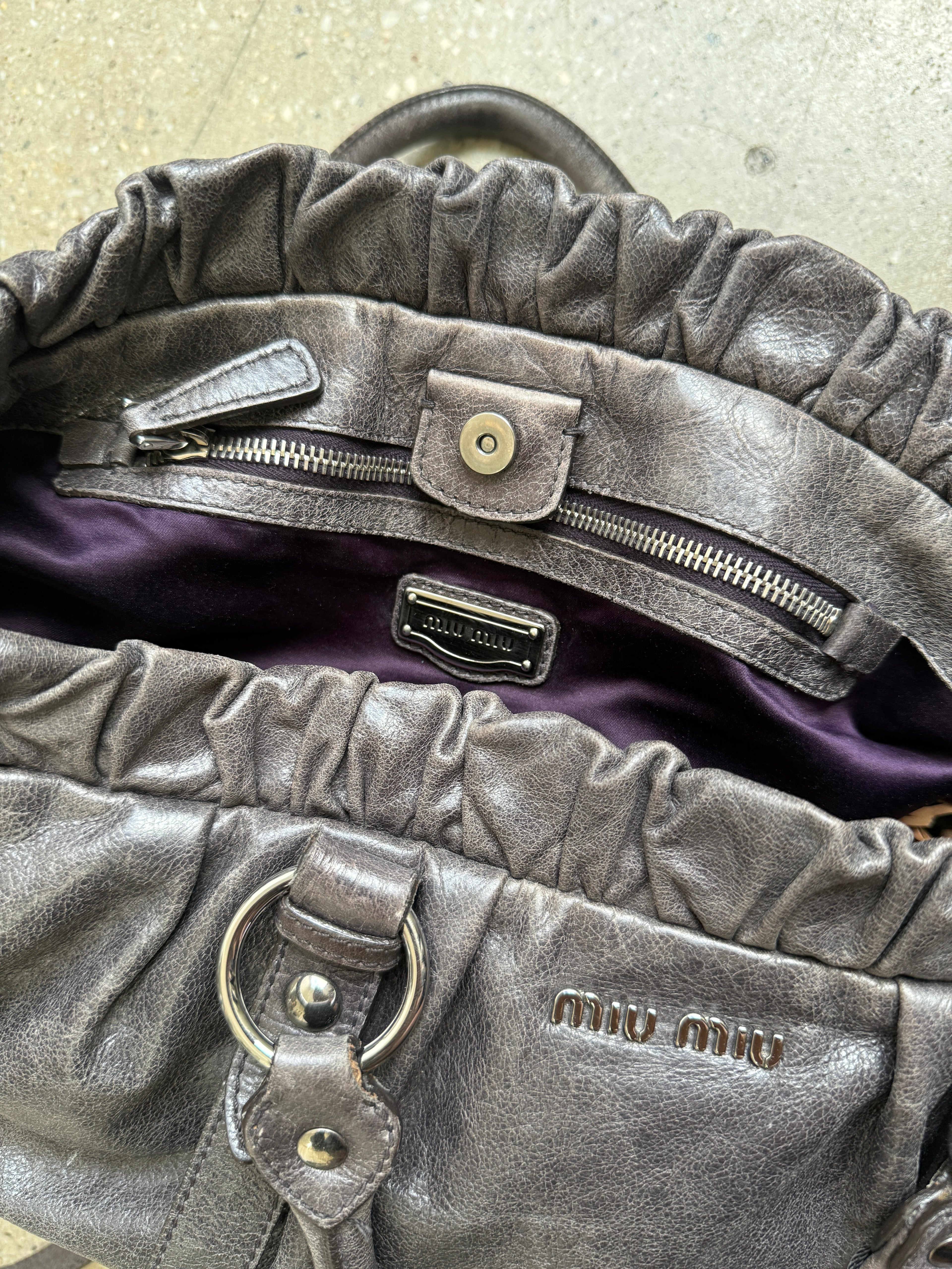 Miu Miu grey purple shoulder bag