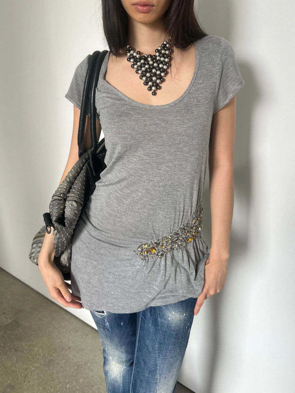 roberto cavalli asymmetrical slouchy top