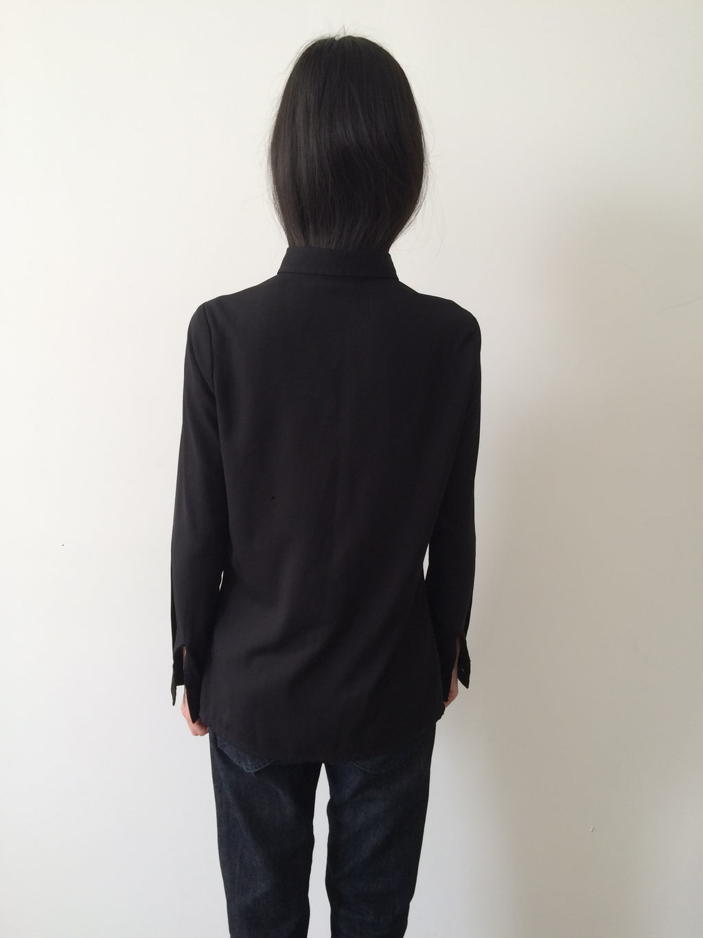 vintage French cutout button down long sleeve top