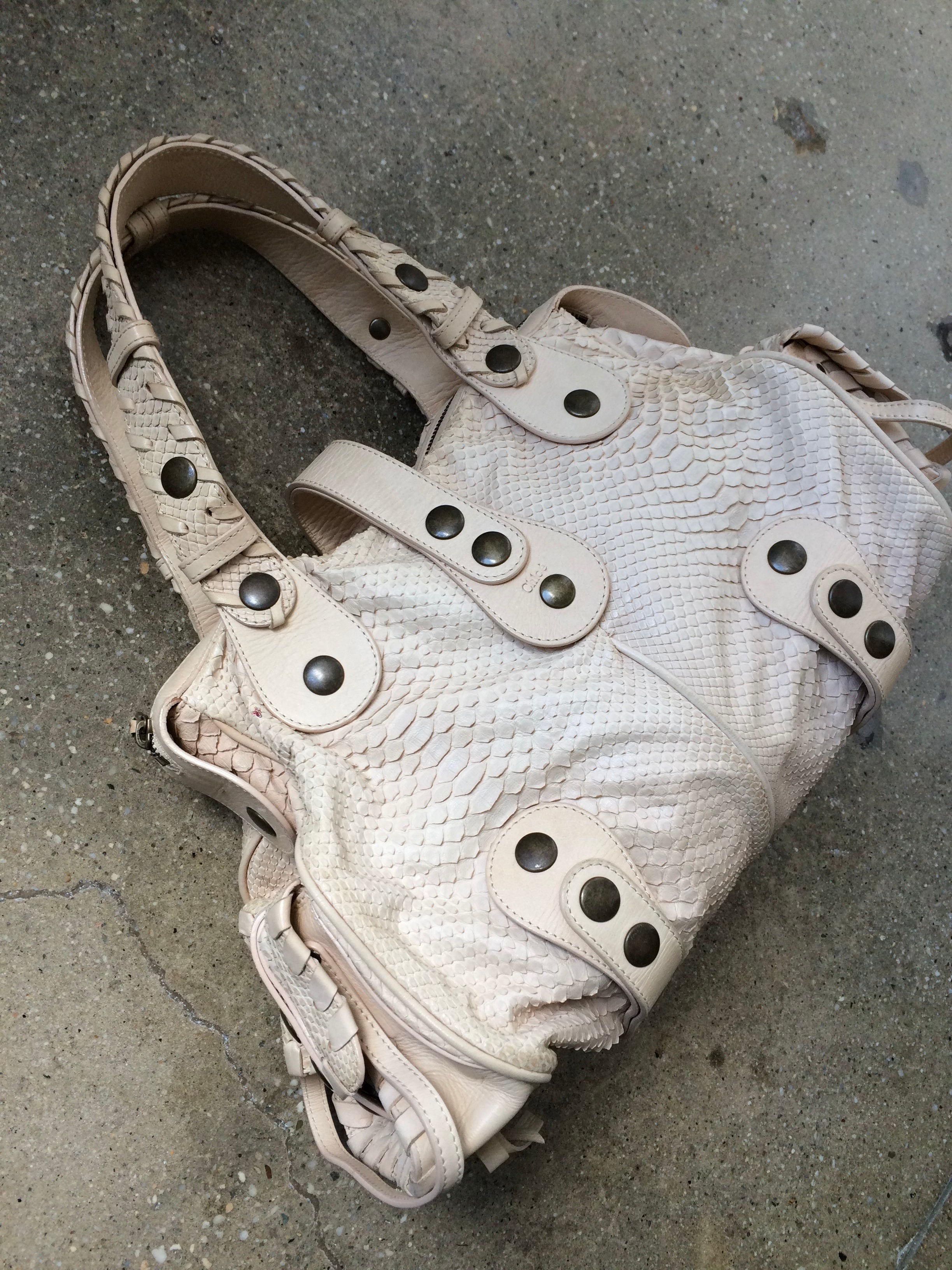 vintage python leather chloe silverado in light beige