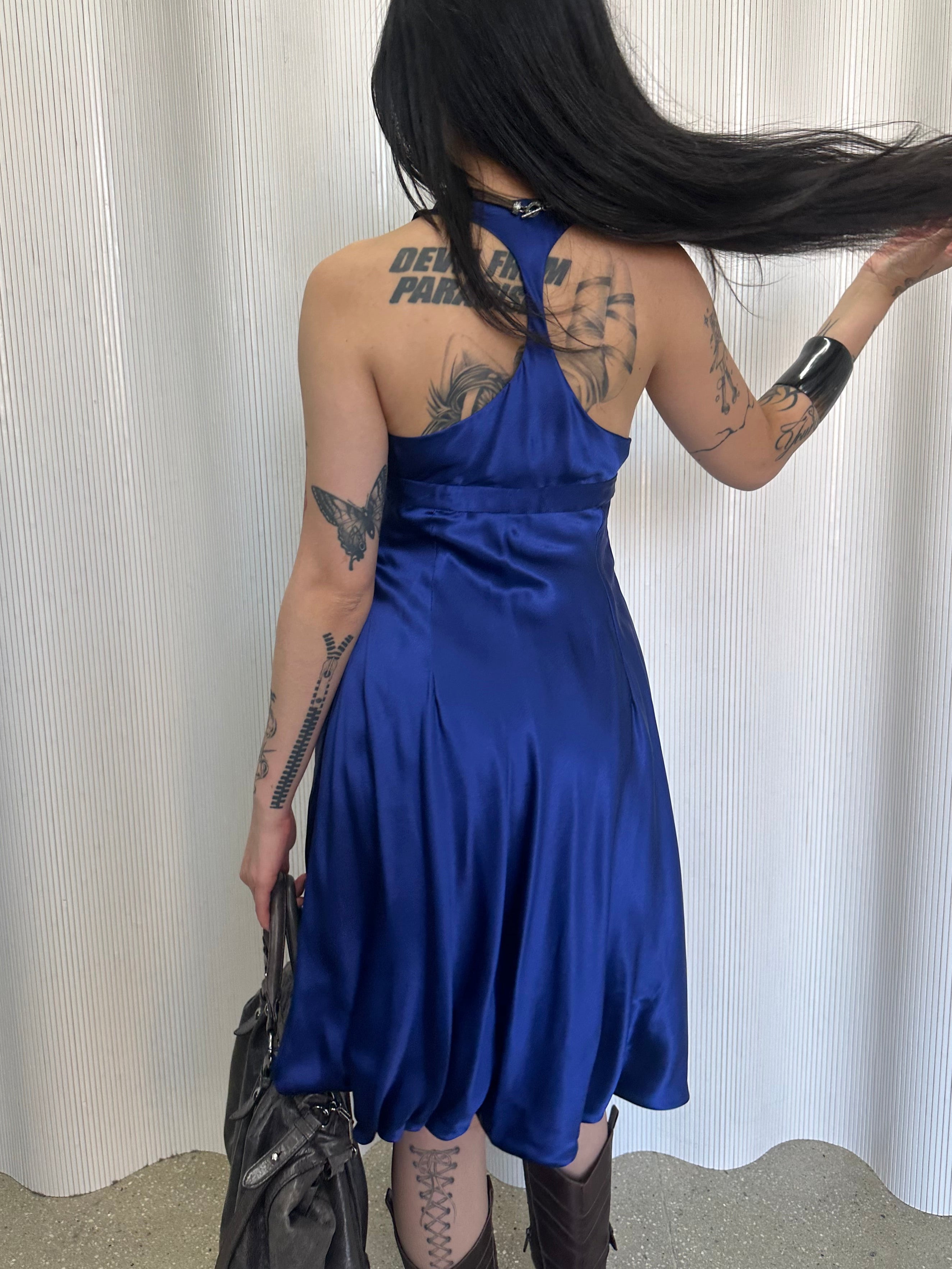 nolita cerulean silk dress made in italy