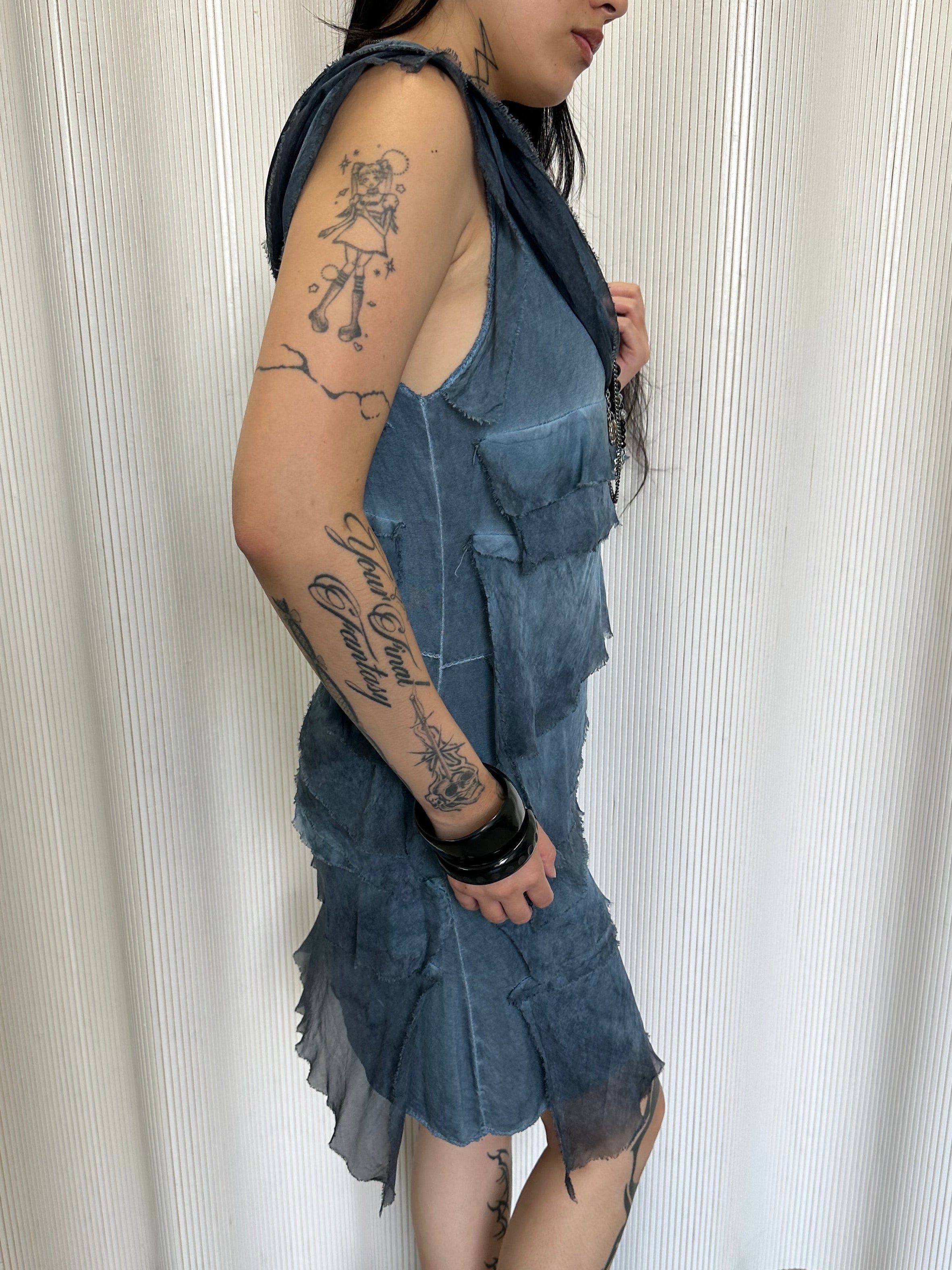 vintage italian 100% silk tiered dress