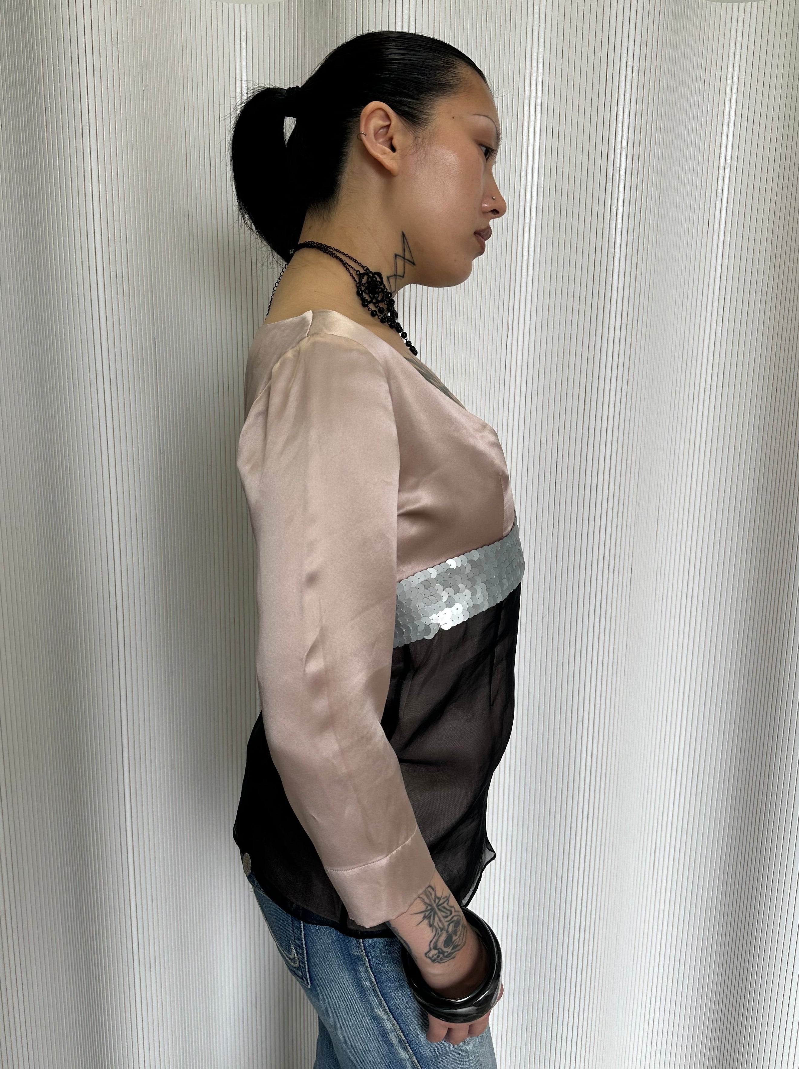 vintage valentino silk 3/4 sleeve top