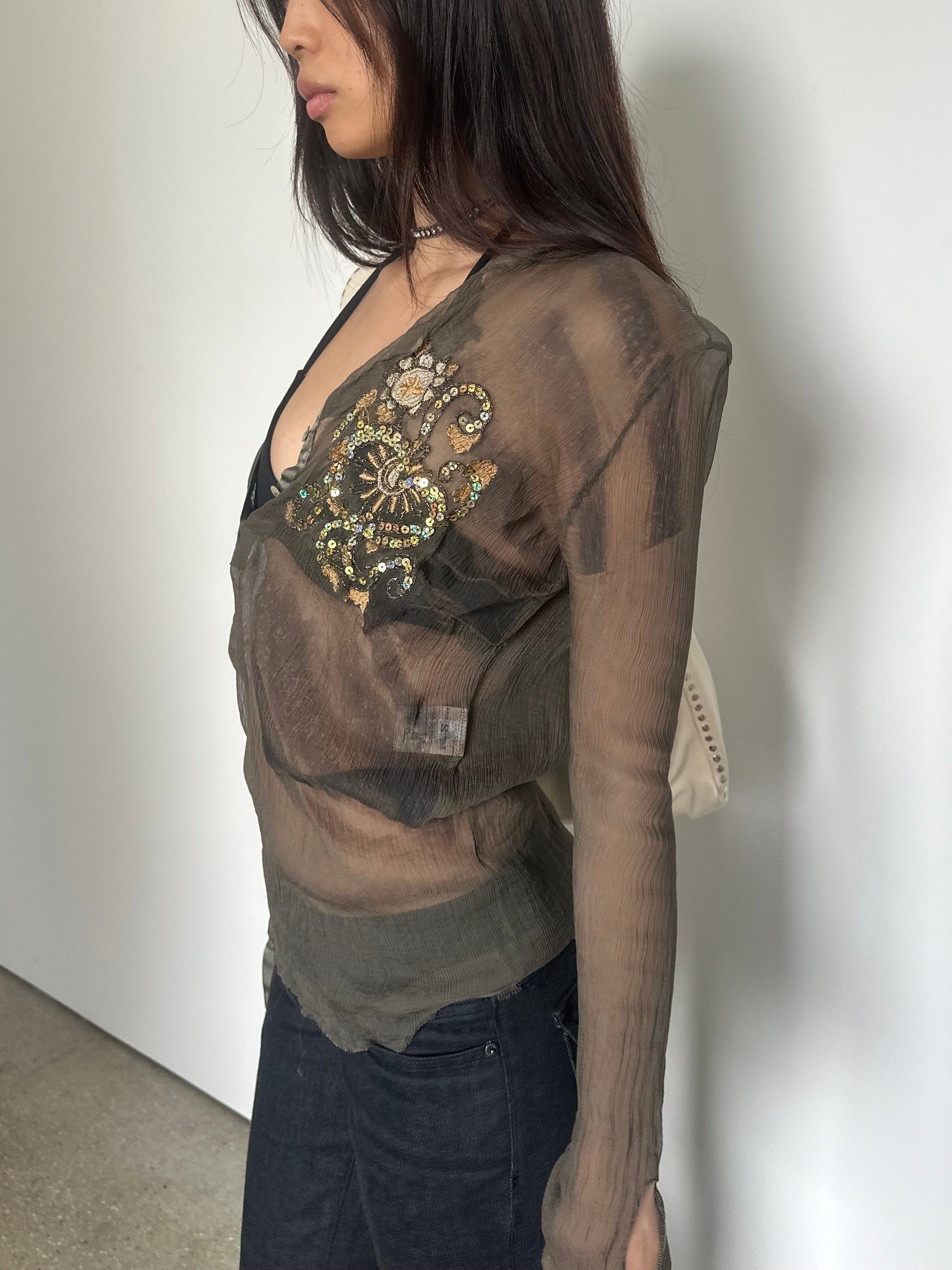 vintage italian brand silk long sleeve